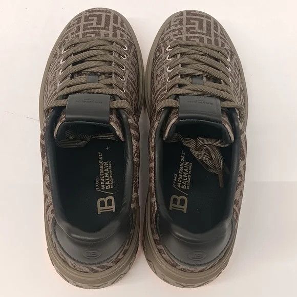 Balmain Balmain Monogram B-Court Low Top Sneakers - EU44/US11 Size US 11 / EU 44 - 10 Thumbnail