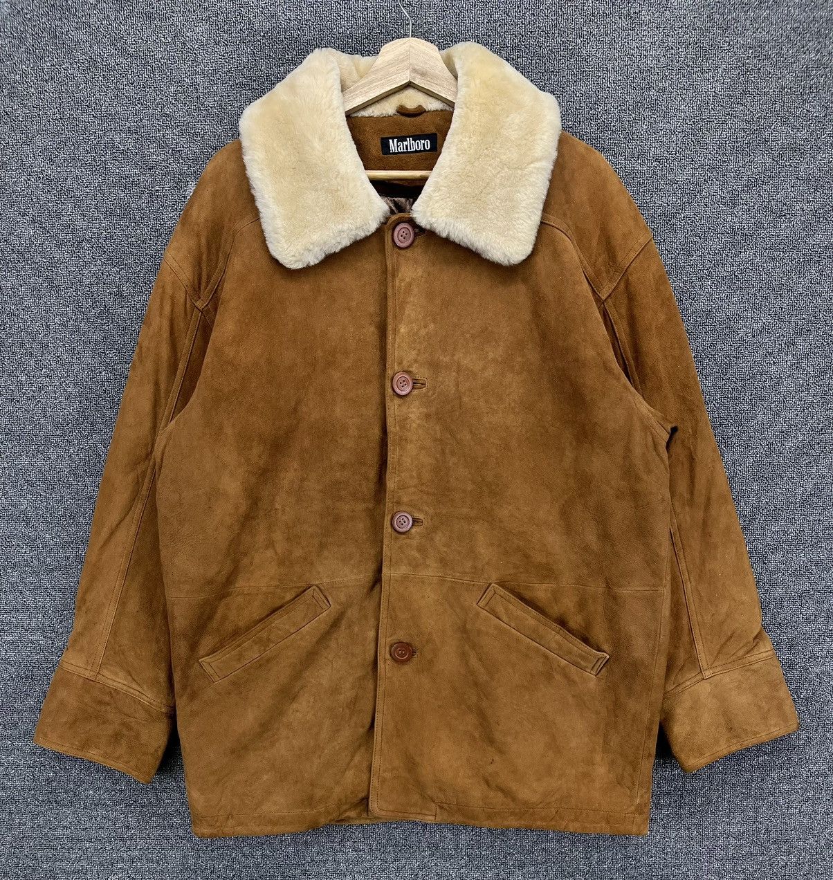 Leather × Marlboro × Vintage Vintage Marlboro Luxury Brown Leather Jacket Size US L / EU 52-54 / 3 - 1 Thumbnail