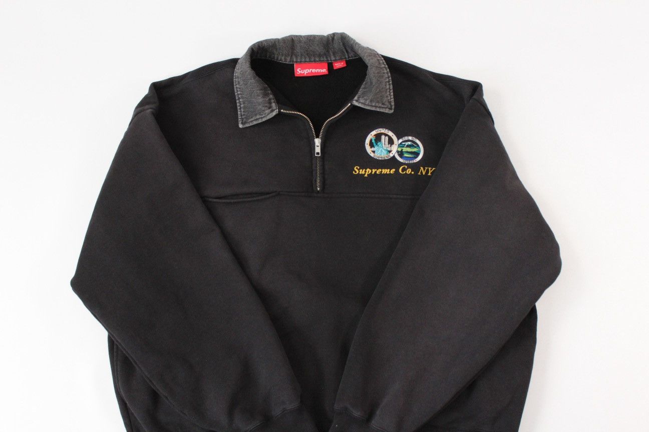 Supreme Supreme Denim Collar Half Zip Sweatshirt | Grailed