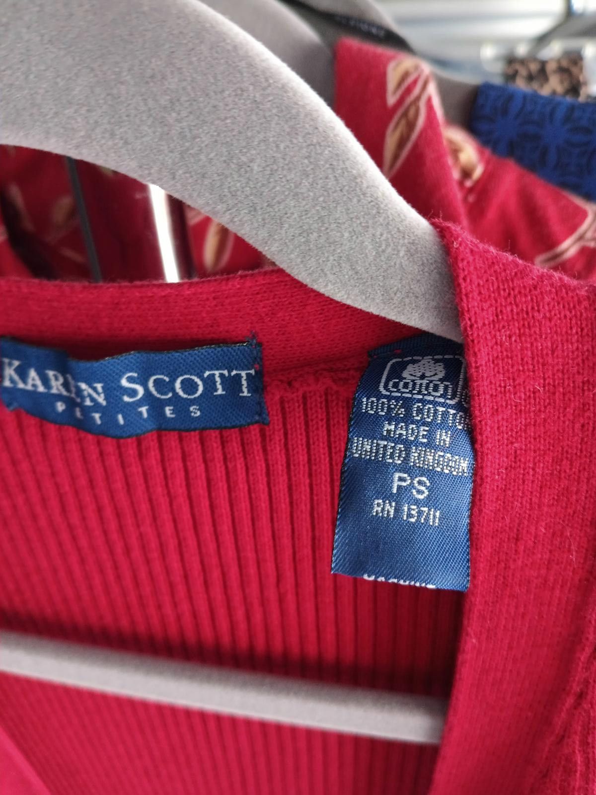 Designer Karen Scott Petites Red Ribbed Cardigan Size S / US 4 / IT 40 - 4 Thumbnail