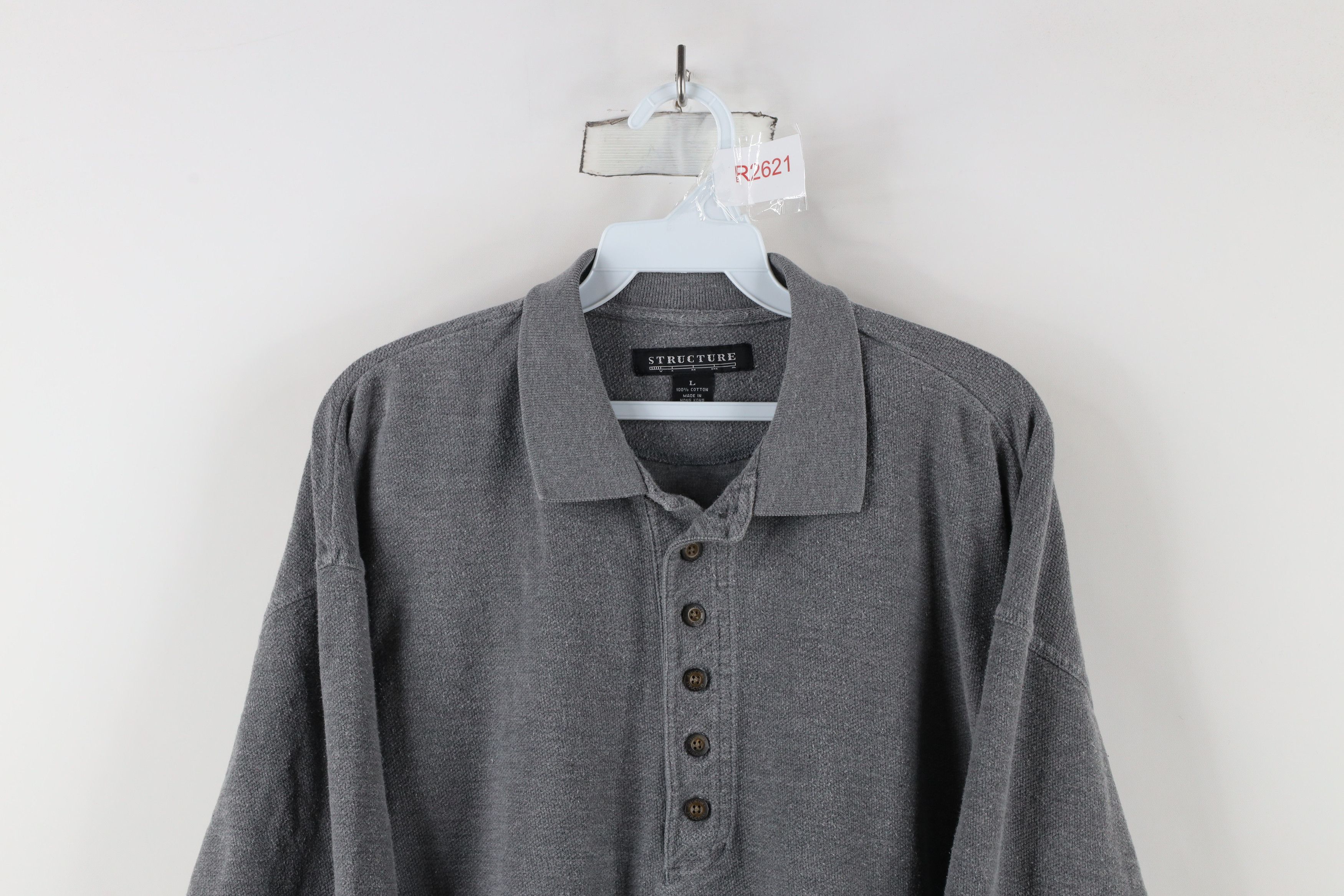 Vintage Vintage 90s Streetwear Thermal Knit Long Sleeve Polo Gray Size US L / EU 52-54 / 3 - 2 Thumbnail