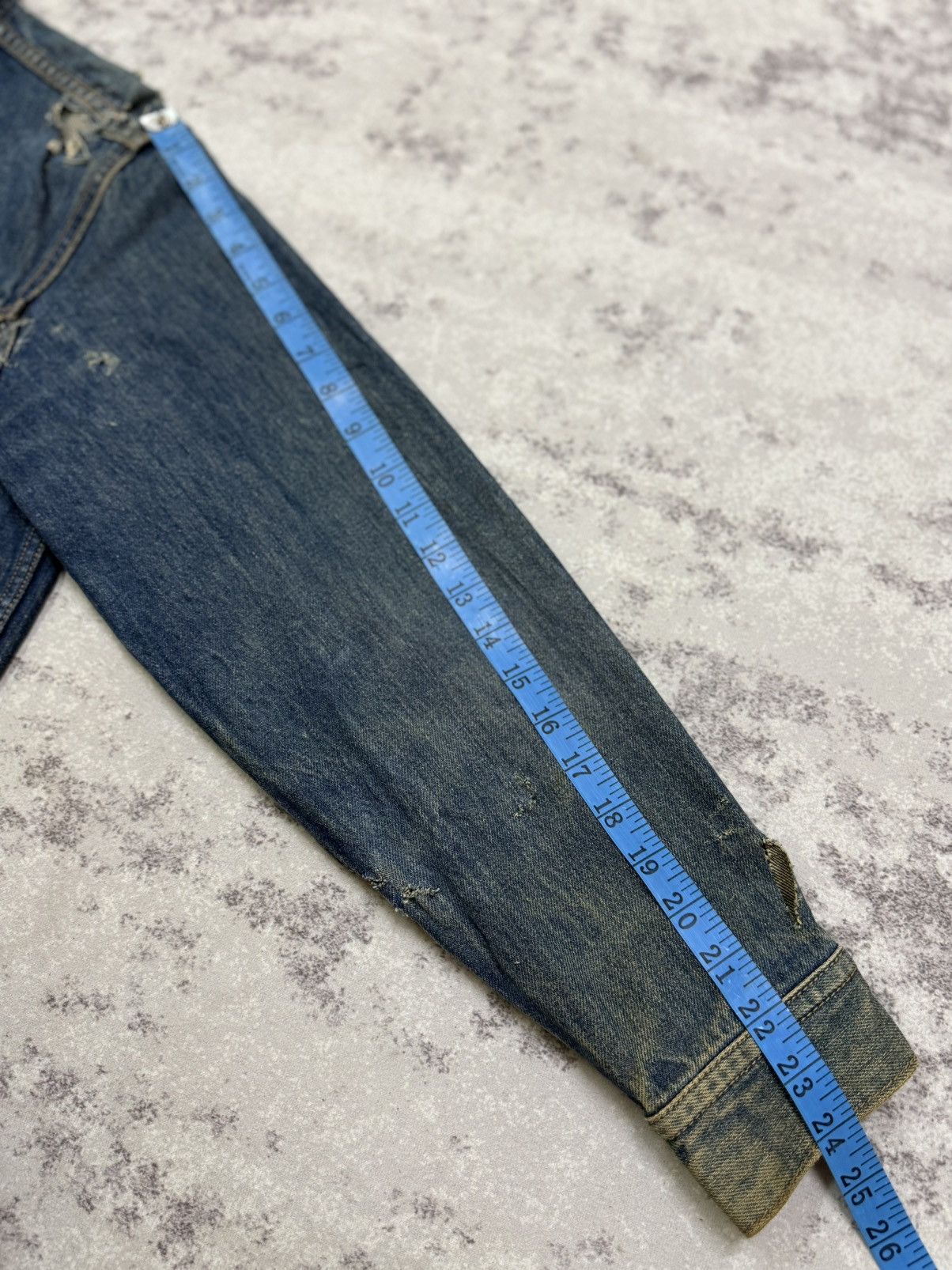 Edwin Vintage 80s Edwin Distressed Denim Trucker Jacket Jeans Size US S / EU 44-46 / 1 - 20 Thumbnail