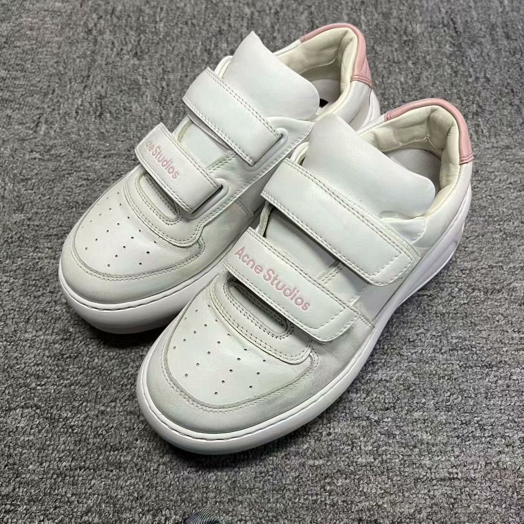 Acne Studios Pink Leather Velcro Casual Shoes