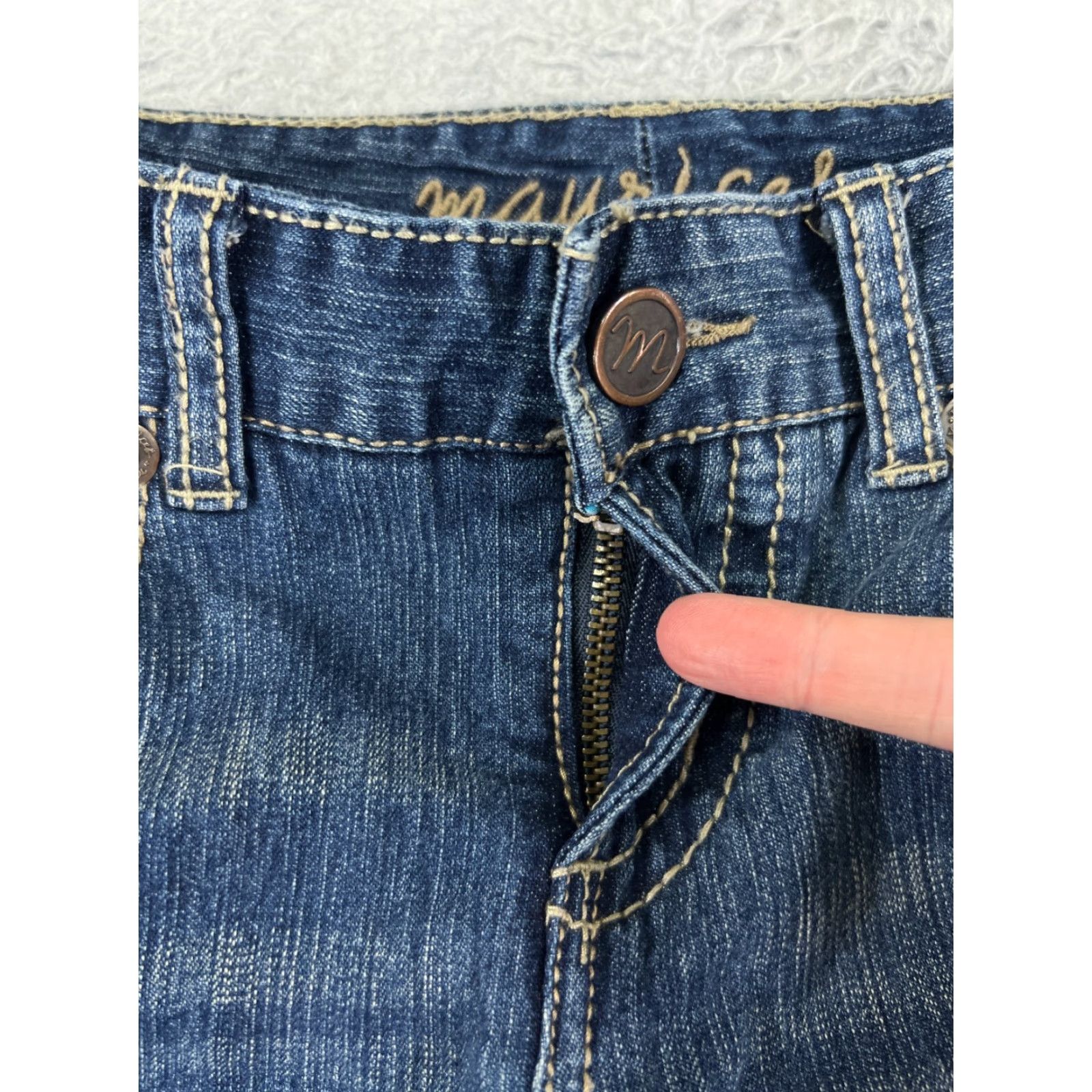 Vintage Maurices Jeans Women 7 Blue Denim Boot Cut Mid Rise Embellished 28x31 Size 28" / US 6 / IT 42 - 5 Thumbnail