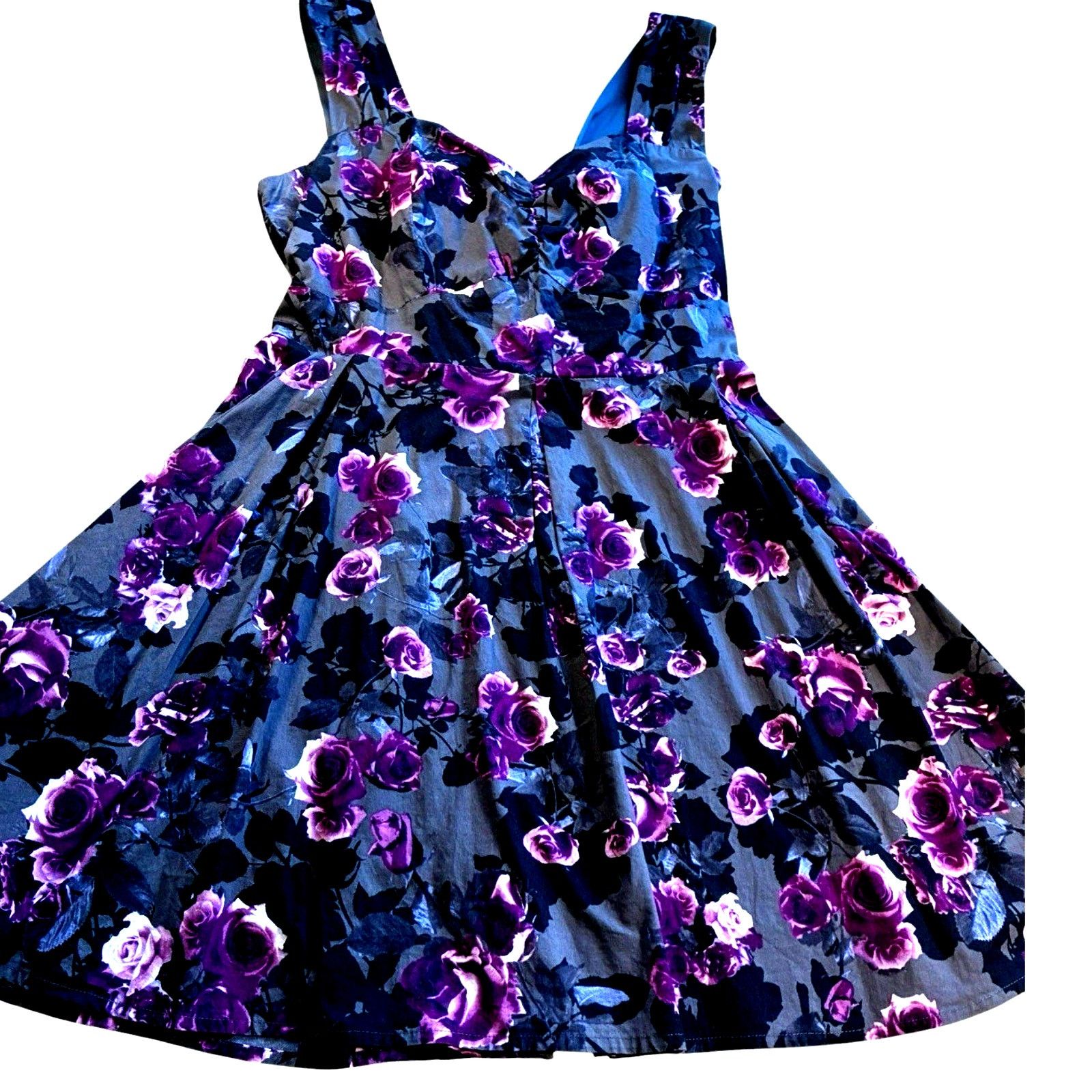 Hot Topic Hot Topic Y2K Purple Roses Fit Flare Mini Dress 2XLTie Back Size XXL / US 16-18 / IT 52-54 - 16 Thumbnail