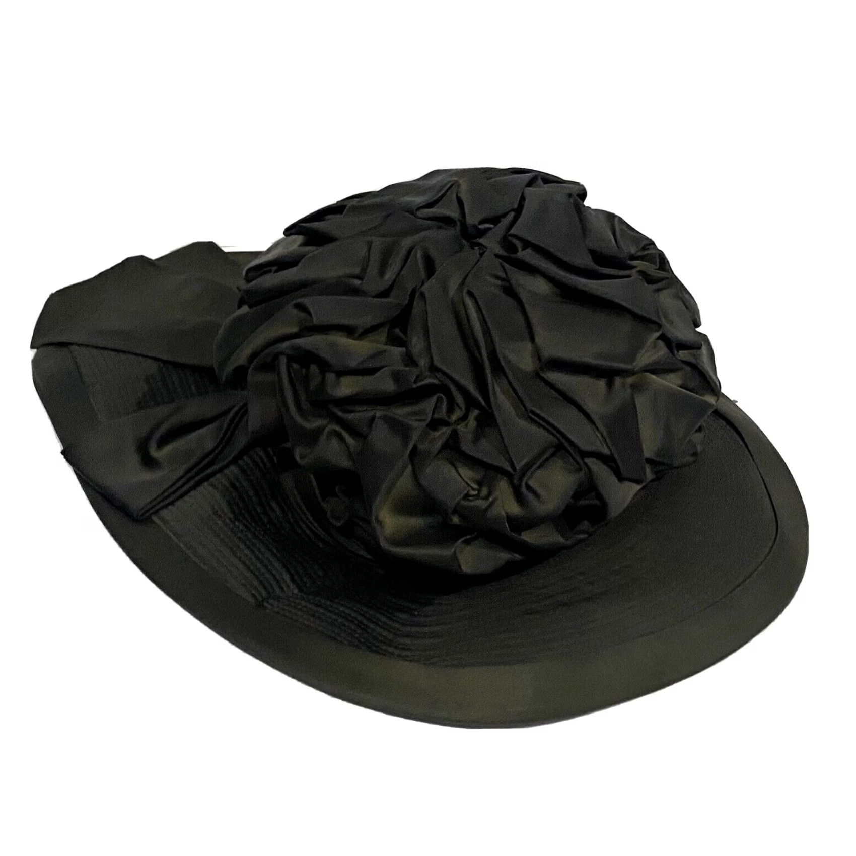 Vintage VINTAGE Charo Hat 1950s Women’s Dark Green Satin Bow Size ONE SIZE - 2 Thumbnail