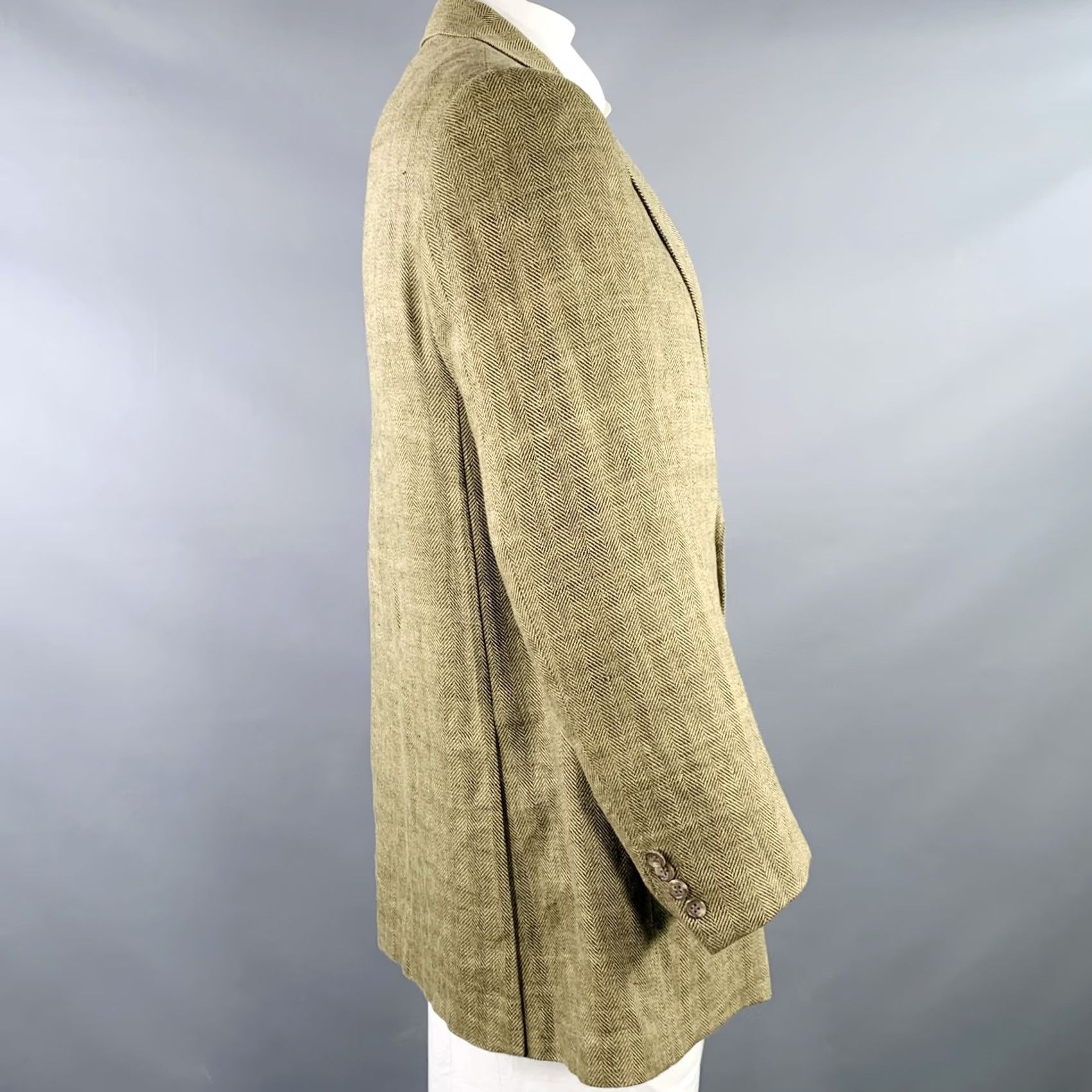 Polo Ralph Lauren POLO by RALPH LAUREN Sport Coat Tan Khaki Herringbone Flax Size 44 MenXS Size US XXL / EU 58 / 5 - 3 Thumbnail