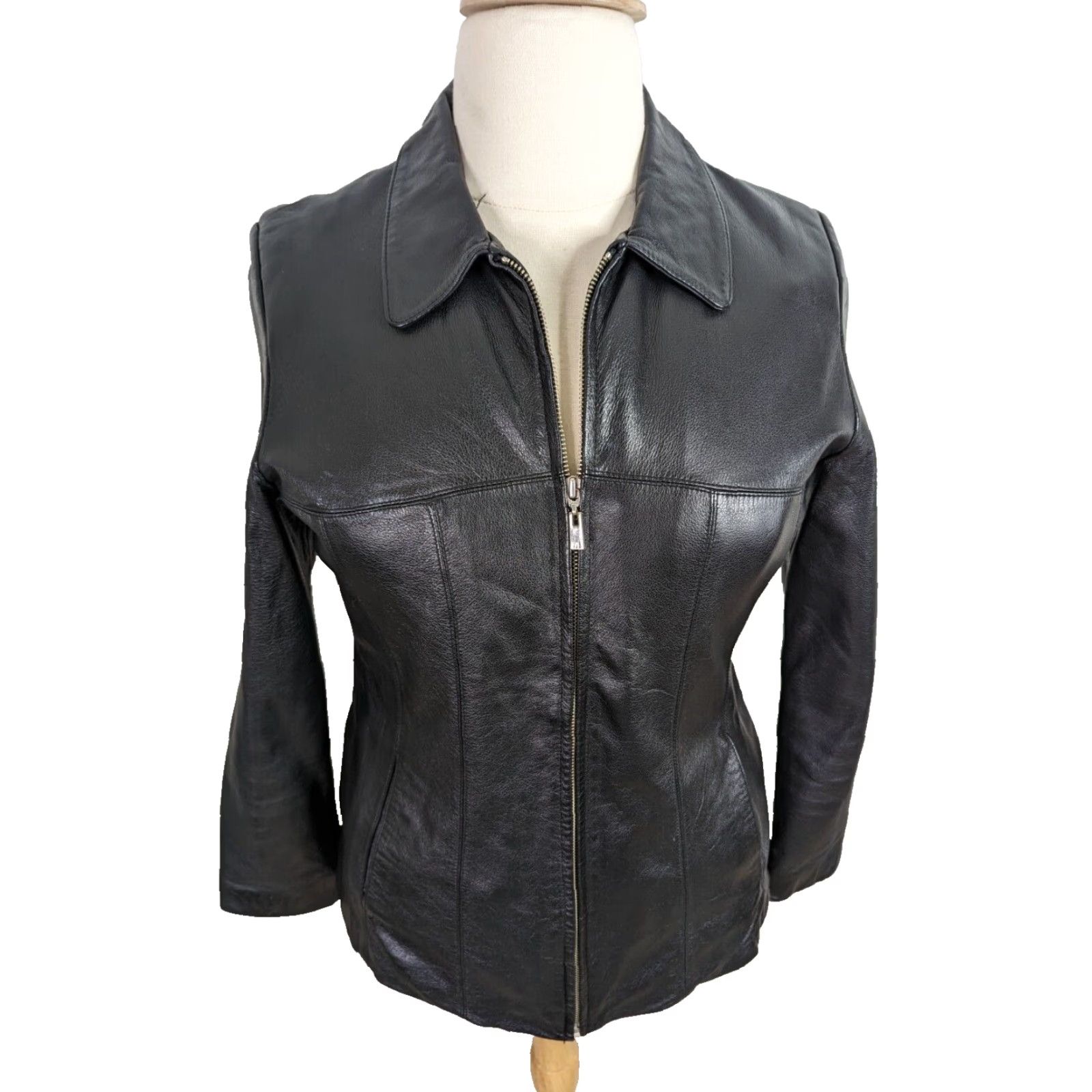 Vintage VINTAGE Wilsons Leather Bomber Jacket Women's Large Black Moto Coat Spring Summer Fall Winter Casual Shirt/Coat Size L / US 10 / IT 46 - 2 Thumbnail