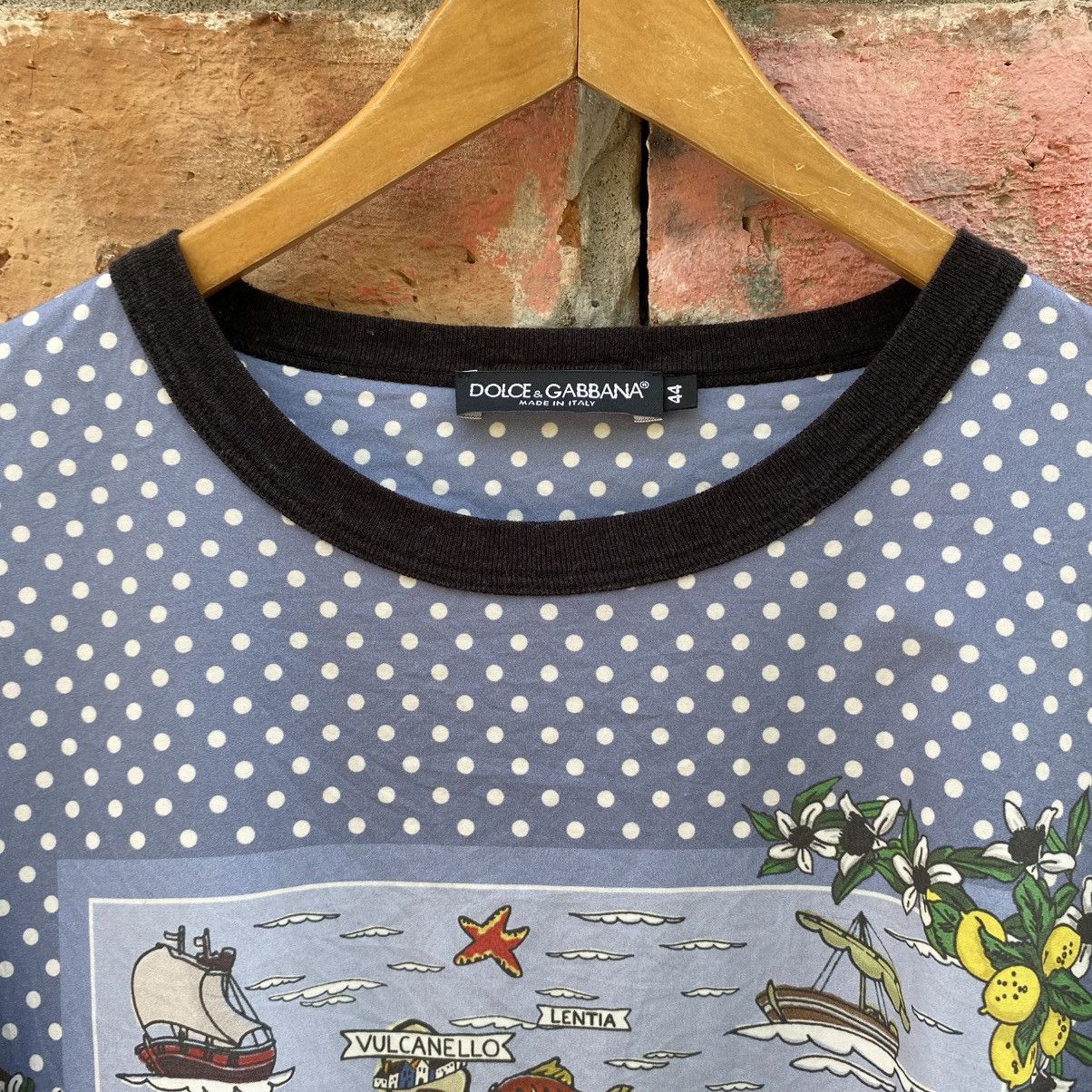 Dolce & Gabbana Dolce & GABBANA Blue Pinup Girl Polka Dot Sicily Print Tee Size M / US 6-8 / IT 42-44 - 3 Thumbnail