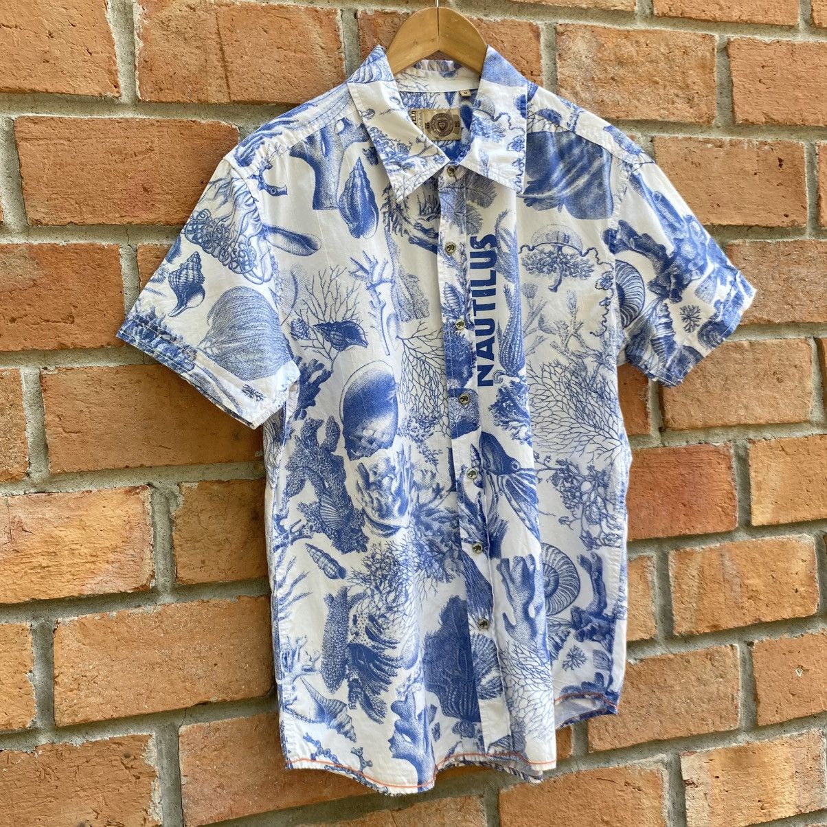 Japanese Brand KENVELO White Short Sleeve Shirt Blue Graphic Size US M / EU 48-50 / 2 - 3 Thumbnail