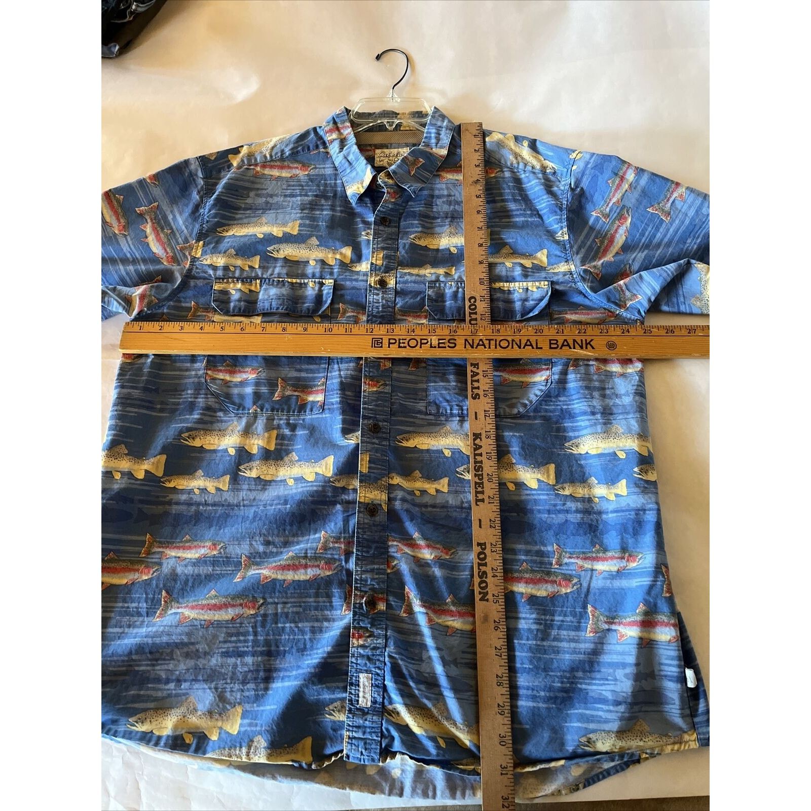 Cabelas Cabelas Shirt Men XL Button Blue SS Mesh Fish All Over Print Size US XL / EU 56 / 4 - 13 Thumbnail