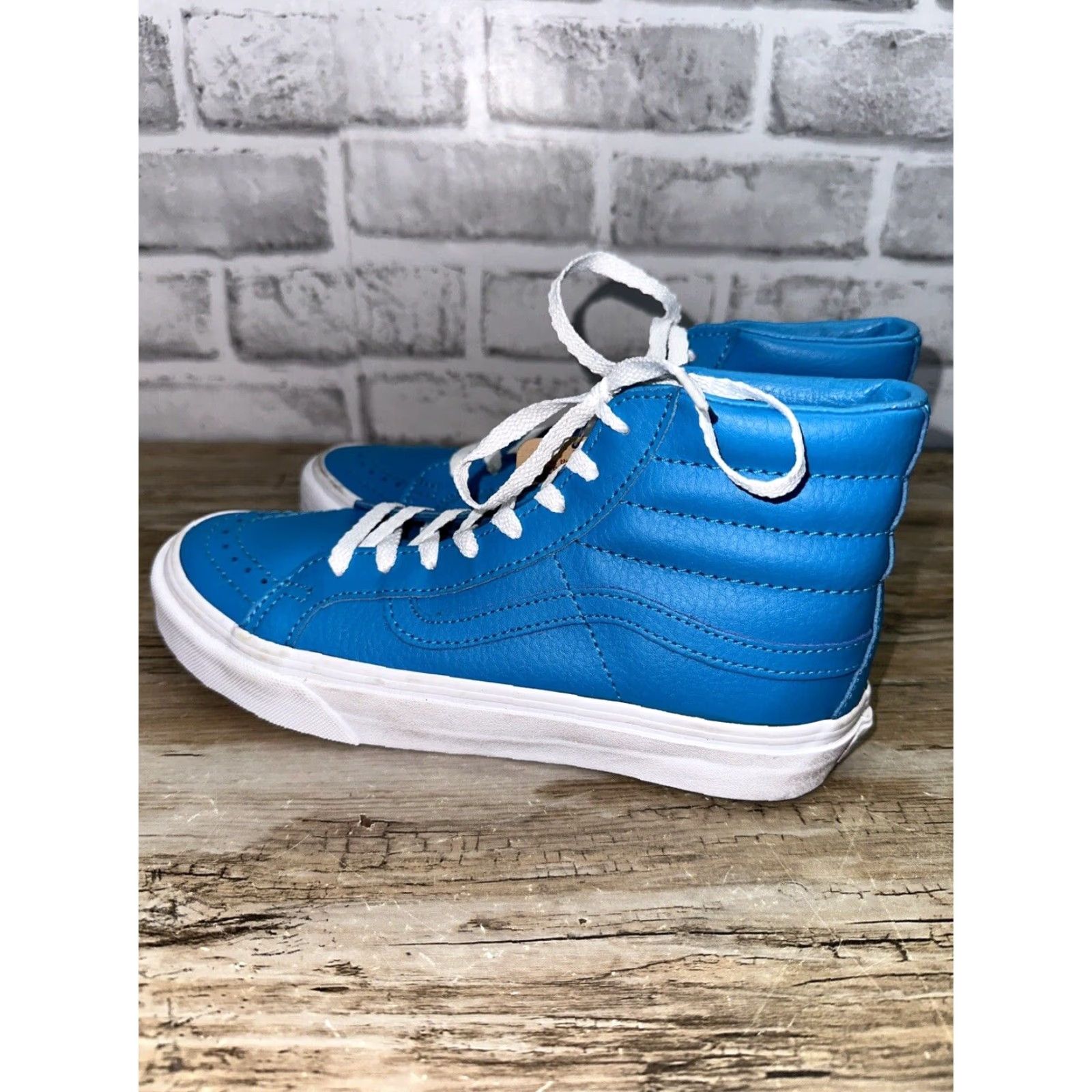 Vans VANS Slim Classics High Top Shoes Unisex Adults 5.5 7 Blue Sneaker Mens Womens Size M / US 6-8 / IT 42-44 - 2 Thumbnail