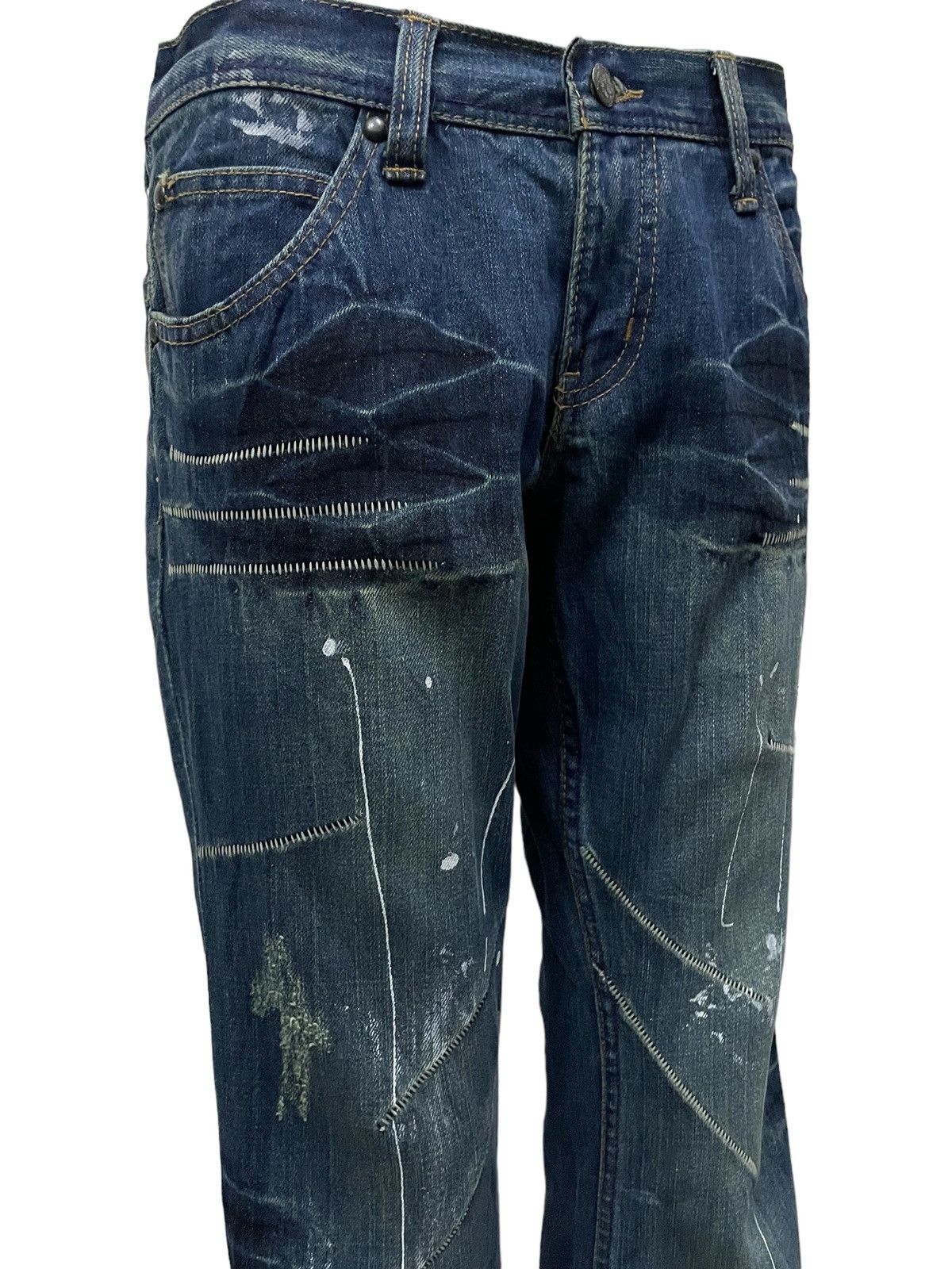 Hysteric Glamour × Japanese Brand Root Three Japan Paint Splatter Studded Flared Jeans Size US 32 / EU 48 - 5 Thumbnail