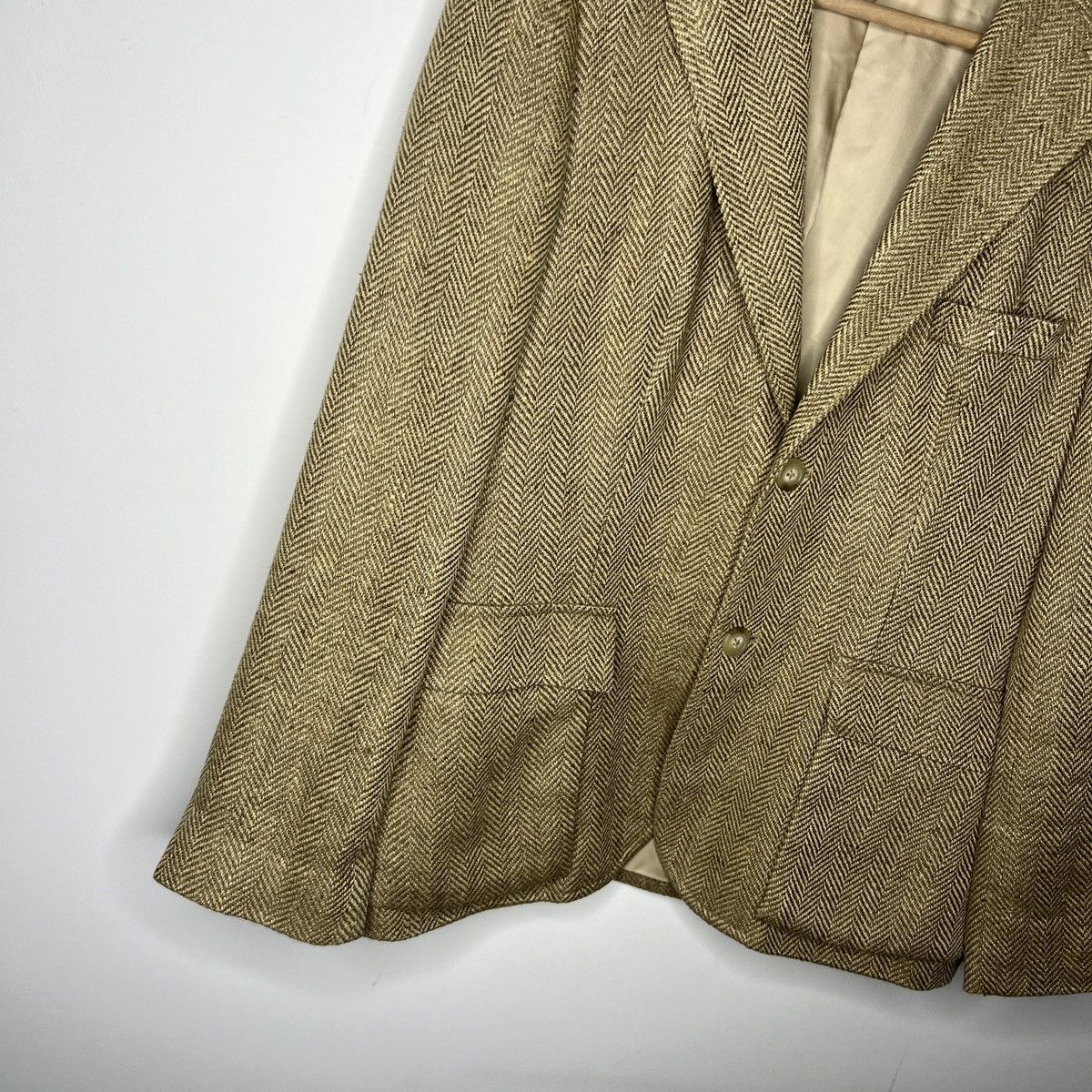 Polo Ralph Lauren × Ralph Lauren × Vintage Polo Ralph Lauren Houndstooth Tartan Tweed Silk Linen Blazer Size M / US 6-8 / IT 42-44 - 3 Thumbnail