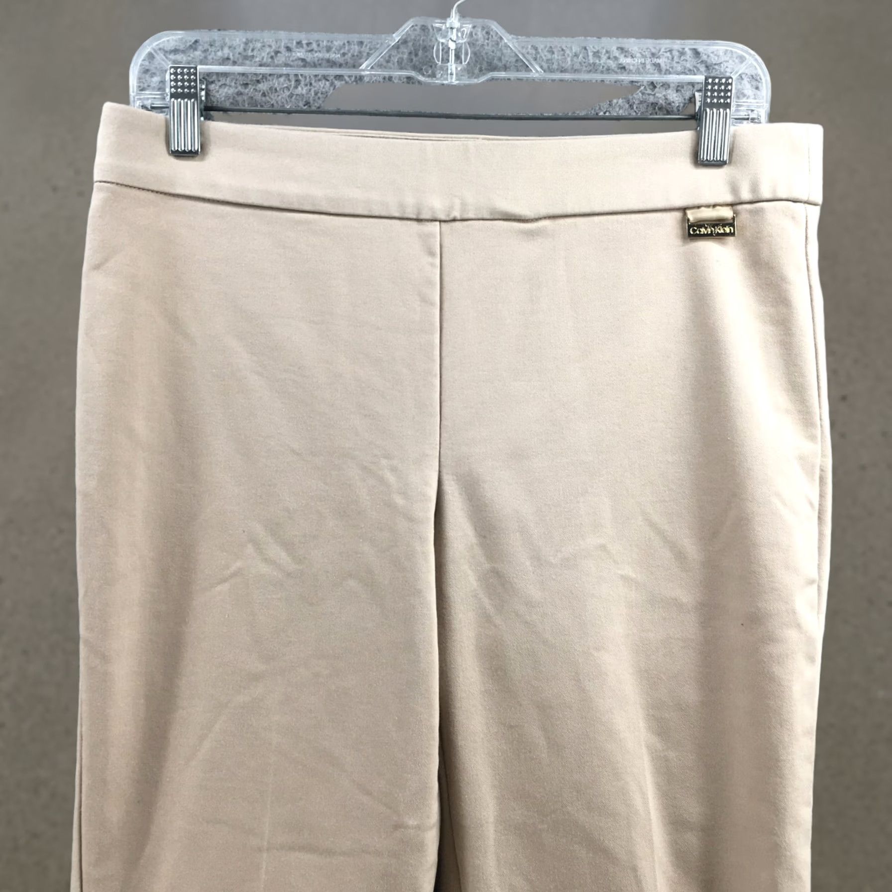 Calvin Klein Calvin Klein Womens Straight Trouser Pants Beige Mid Rise 32.5x26.25 Reg Tapered Logo Pockets Chino Machine Washable Size 24" / US 00 / IT 34 - 1 Thumbnail