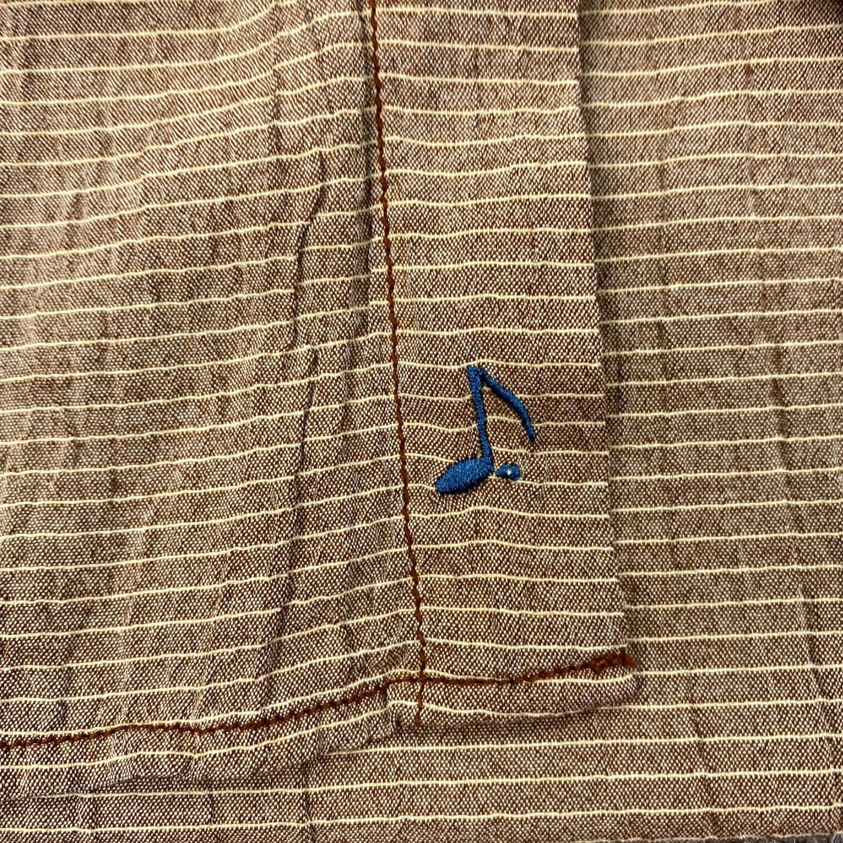 Vintage 32 Bar Blues Button-Up Shirt Mens Medium Brown Striped Long Sleeve Pocket Music Note Casual Size US M / EU 48-50 / 2 - 4 Thumbnail