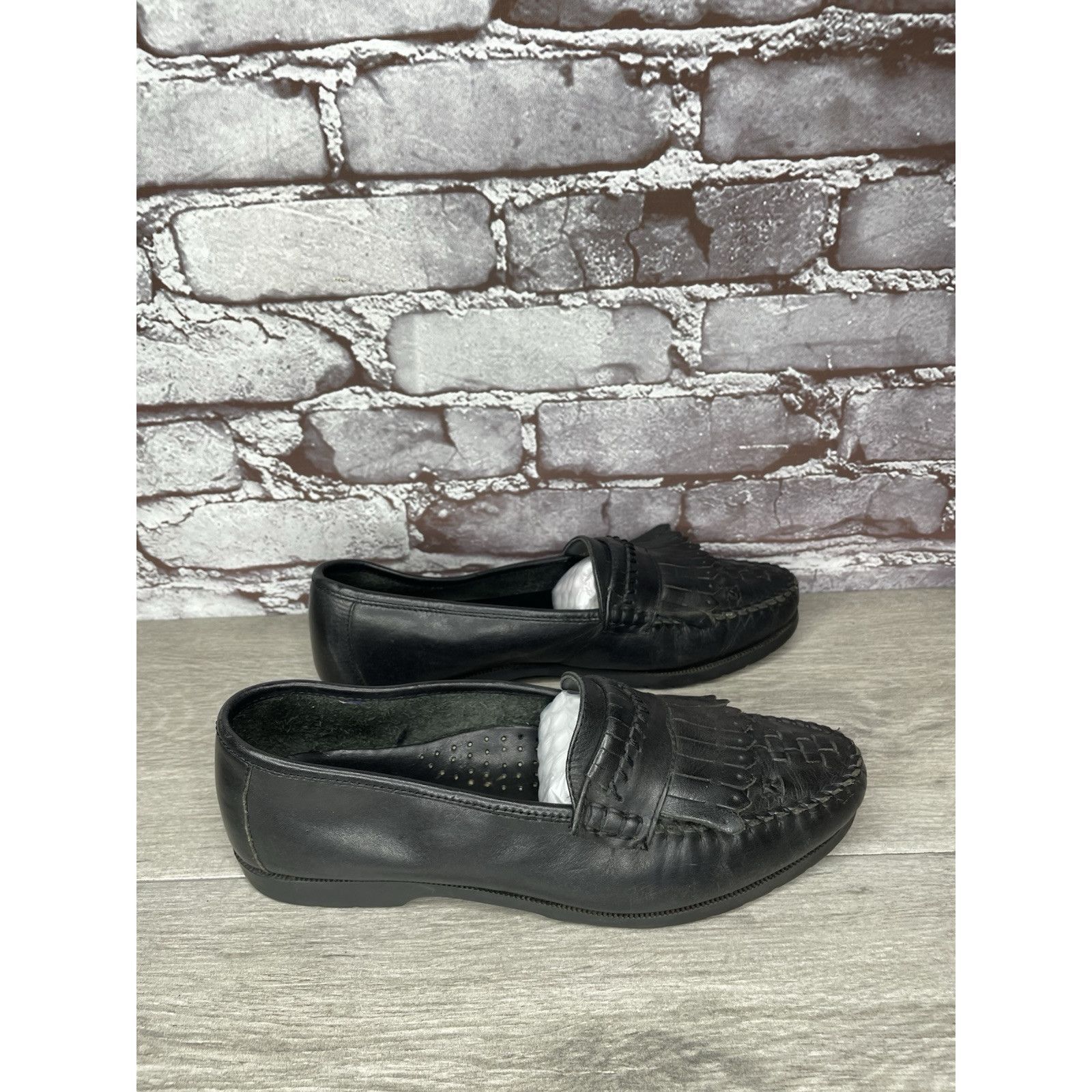 Drake Martin Drake Black Leather Kiltie Woven Loafers Dress Shoes Size US 8 / EU 41 - 16 Thumbnail