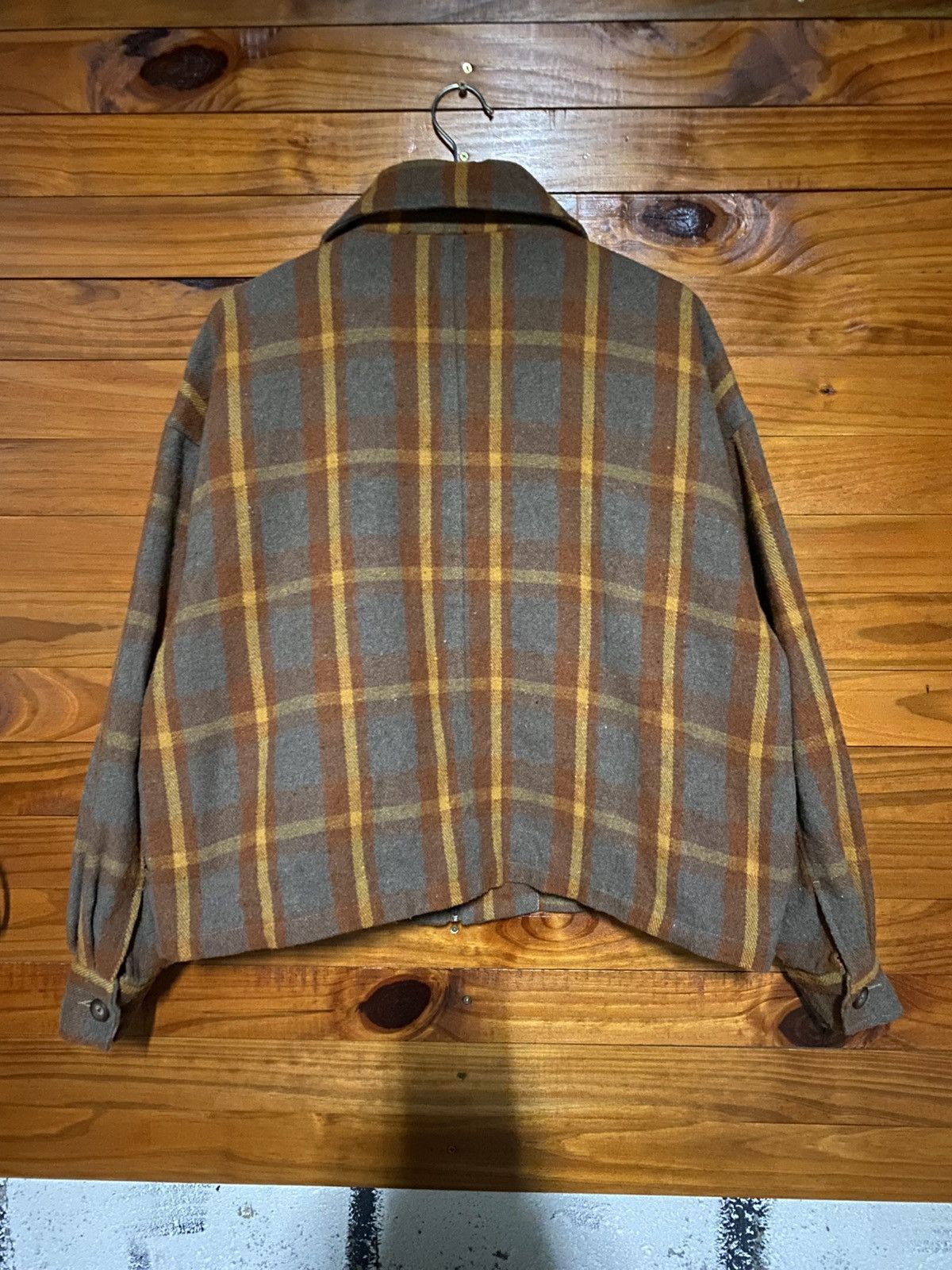 Japanese Brand Double Name 1990s Vintage Plaid Wool Blend Zip Jacket Brown Size L / US 10 / IT 46 - 11 Thumbnail