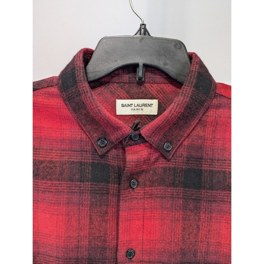 Saint Laurent Paris o1rshd1 Checked Button Up Shirt in Red/Black Size US M / EU 48-50 / 2 - 5 Thumbnail