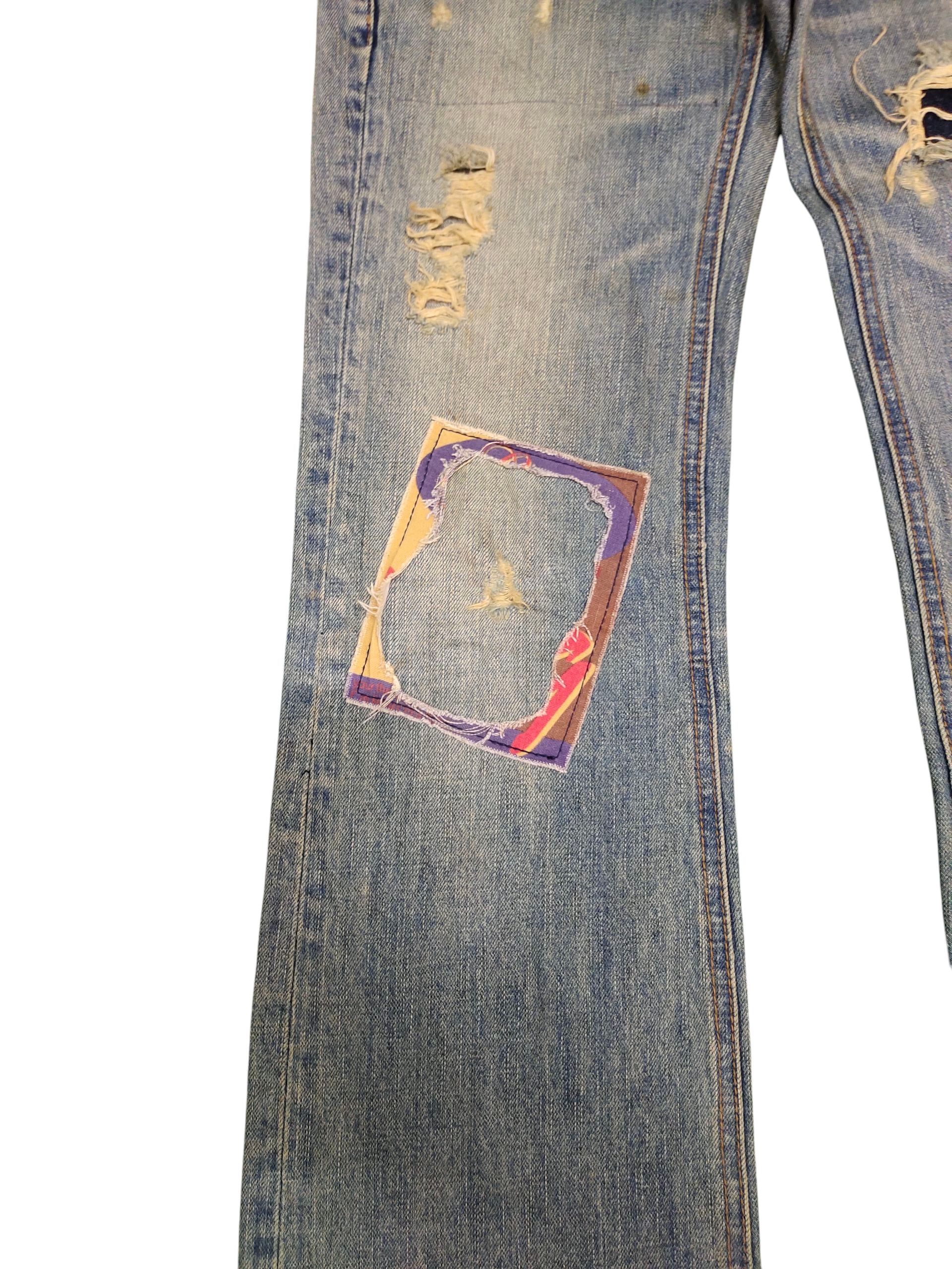 If Six Was Nine Flare Jeans Bonds & Peace Patchwork Distress Denim Bootcut Size US 31 - 7 Thumbnail