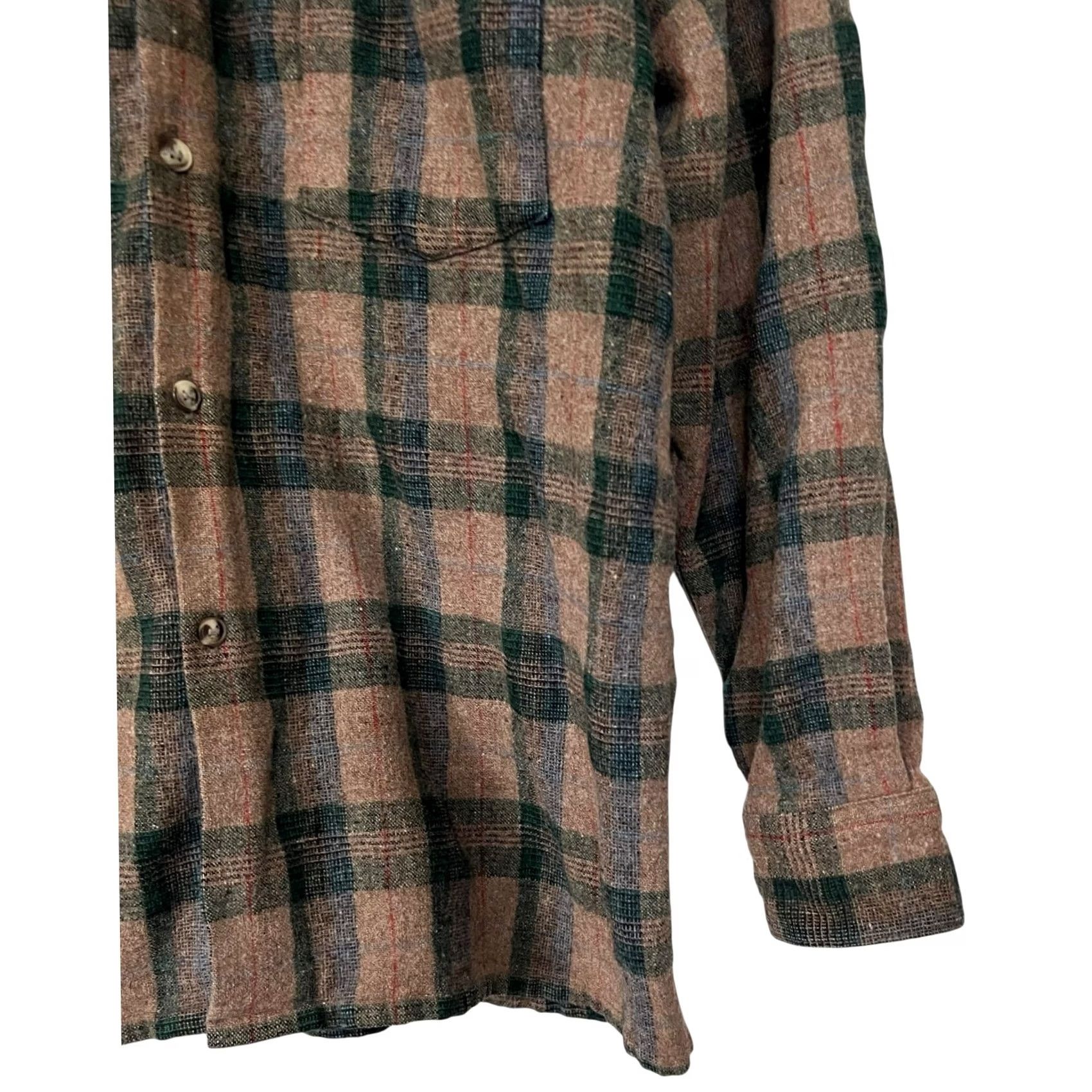 Etro VINTAGE Wool Thick Flannel Shirt Mens M Brown Plaid Retro Pockets Shirt Button-Up Long Sleeve Collared Fall Winter Casual Workwear Mens Size US M / EU 48-50 / 2 - 3 Thumbnail