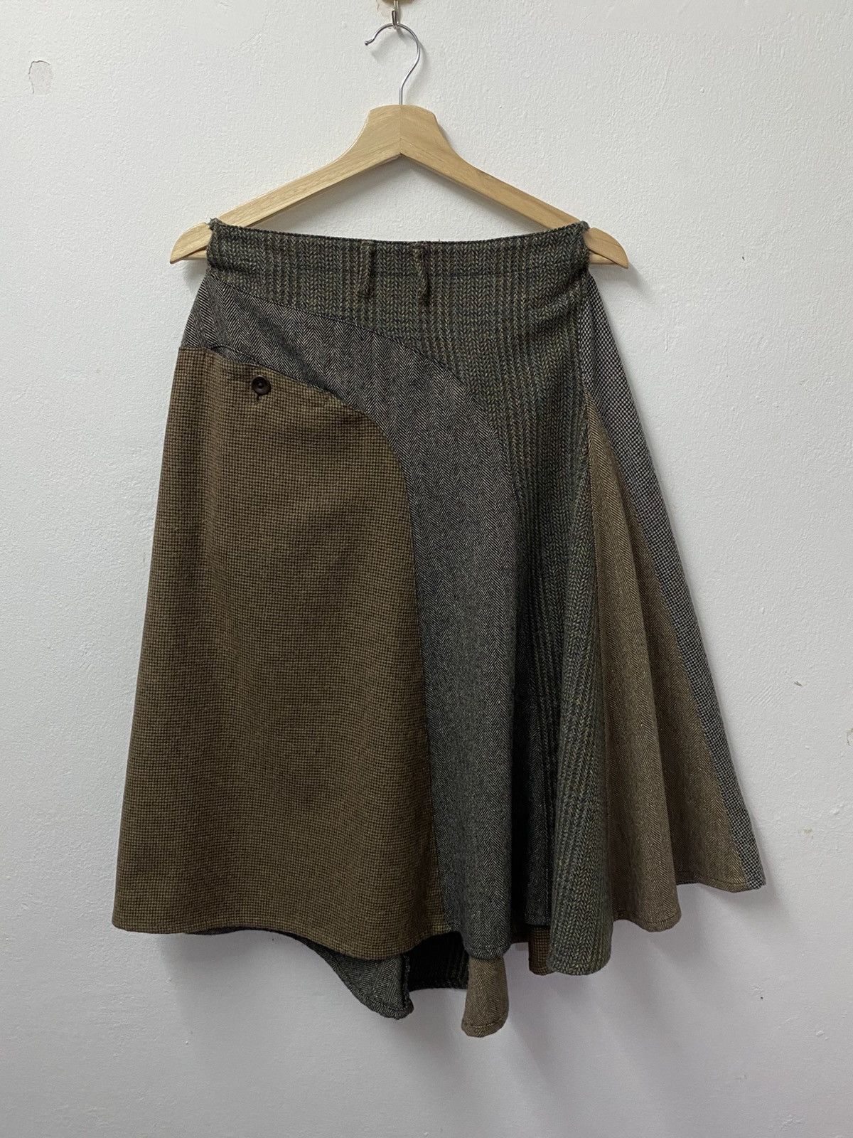 Kapital Kapital Patchwork Wool Midi Skirt Size 30" / US 8 / IT 44 - 2 Thumbnail