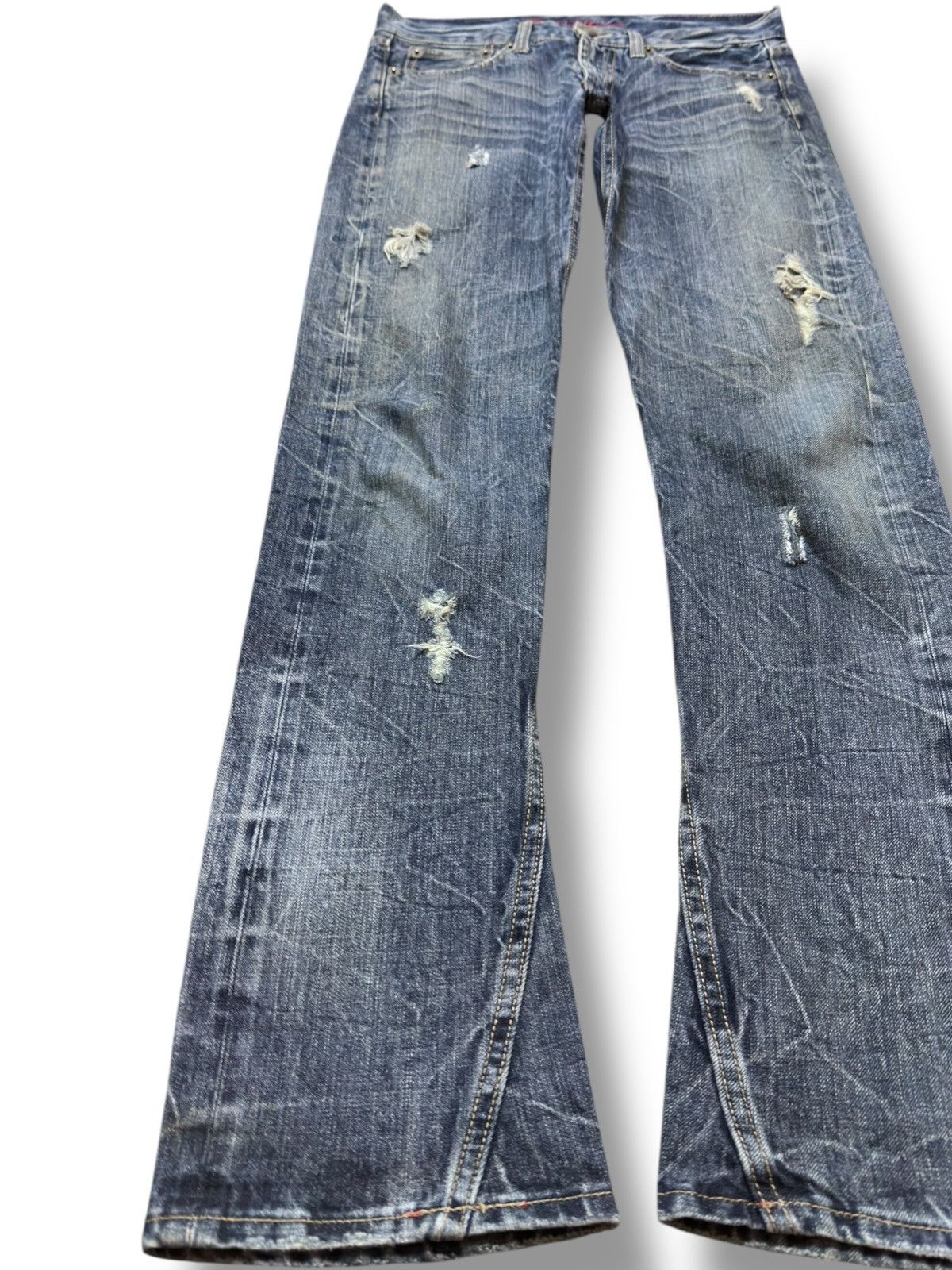 Hysteric Glamour Vintage Oririn Curve Leg Grunge Ripped Denim Size US 30 / EU 46 - 3 Thumbnail