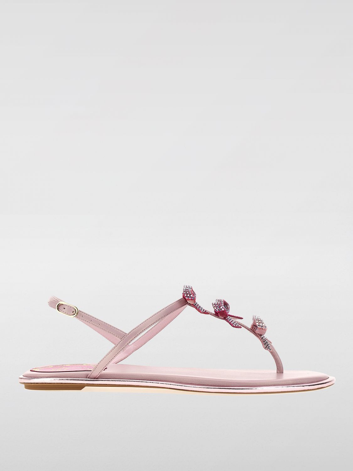 image of Rene Caovilla Flat Sandals Woman Pink, Women's (Size 8)