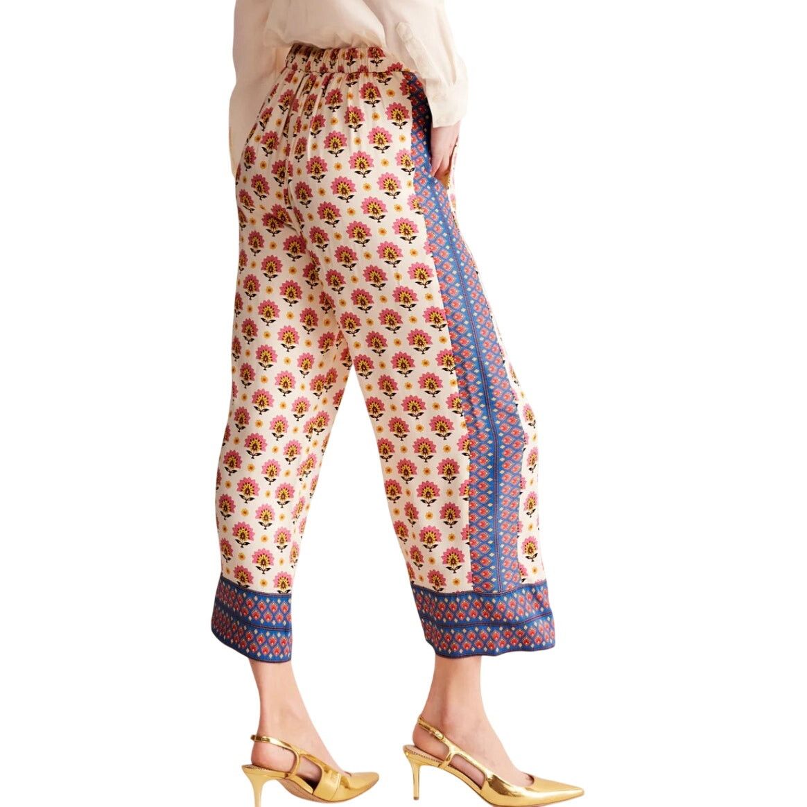 Boden Boden Straight Cropped Satin Pants in Passion Geo Size 16-18 Size 40" / US 18 - 3 Thumbnail