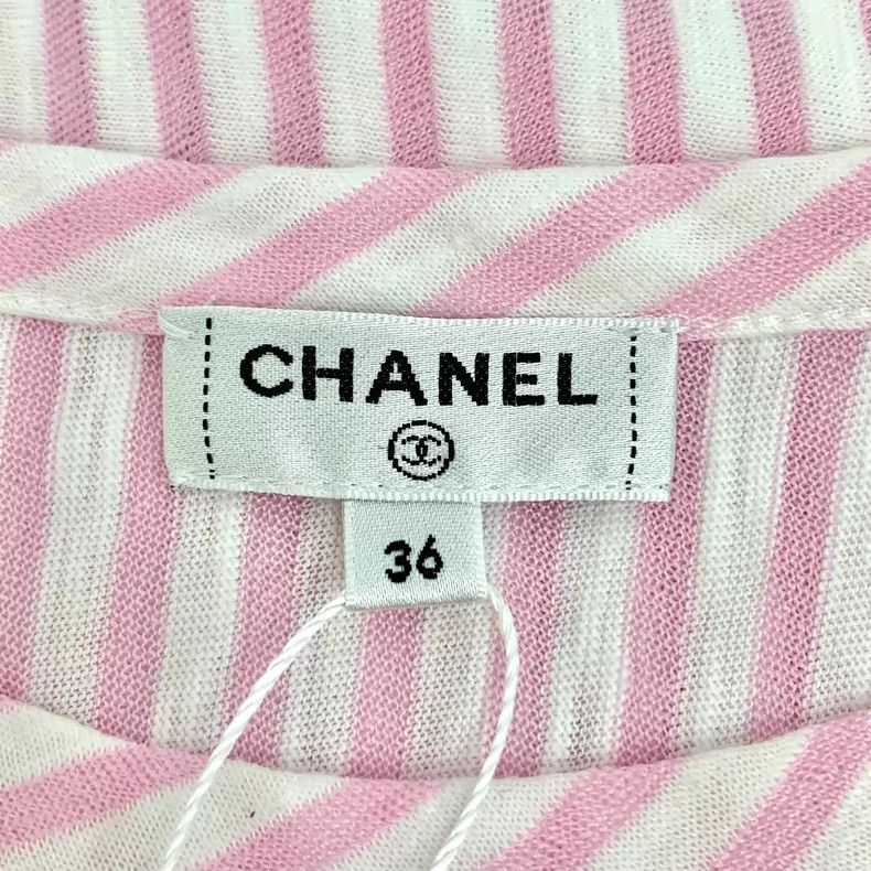 Chanel Chanel Cruise Series Light Pink Vertical Striped Cotton Ro Size XS / US 0-2 / IT 36-38 - 7 Thumbnail