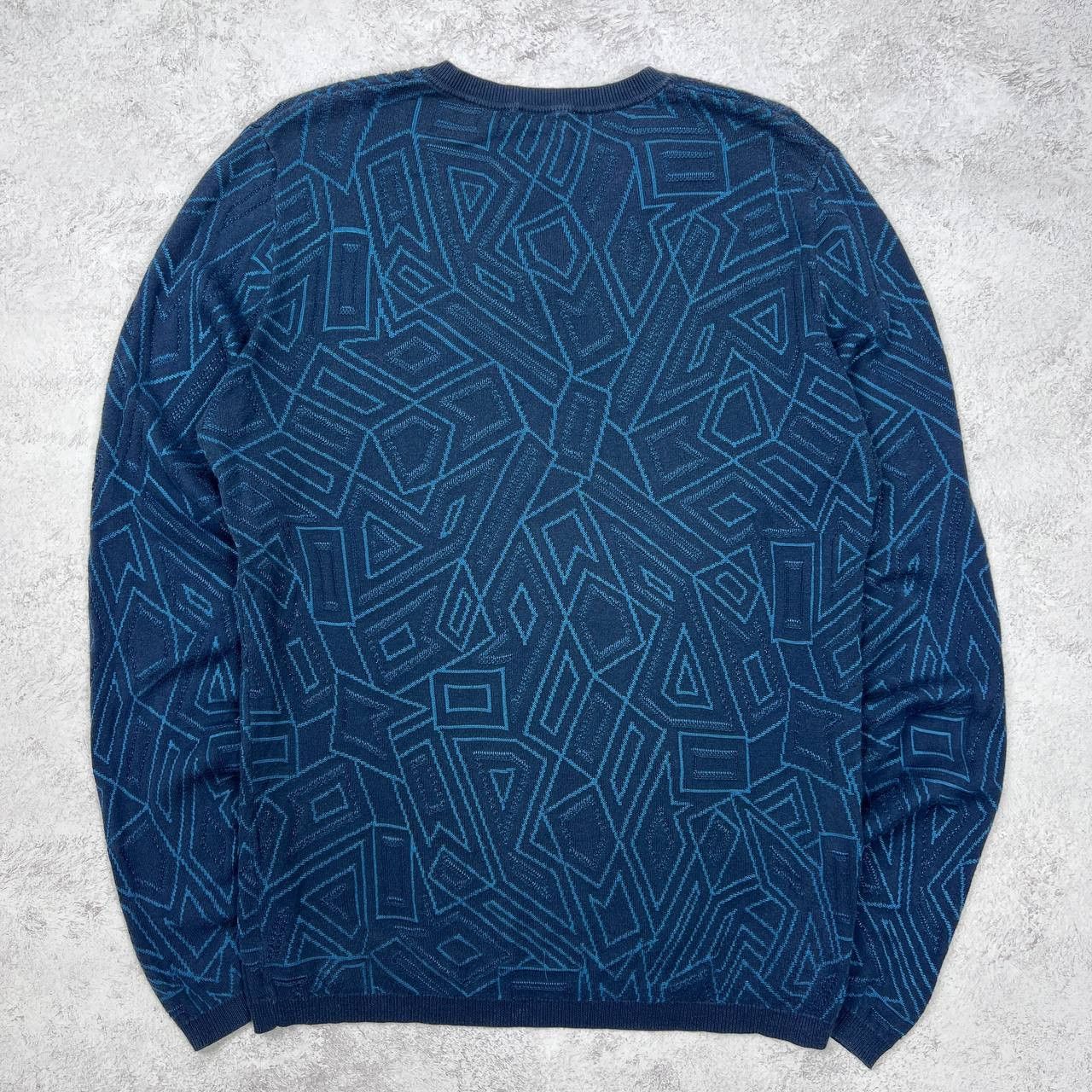 Versace Versace Jeans Couture Sweater V-Neck Blue Geometric Knit Size US S / EU 44-46 / 1 - 8 Thumbnail