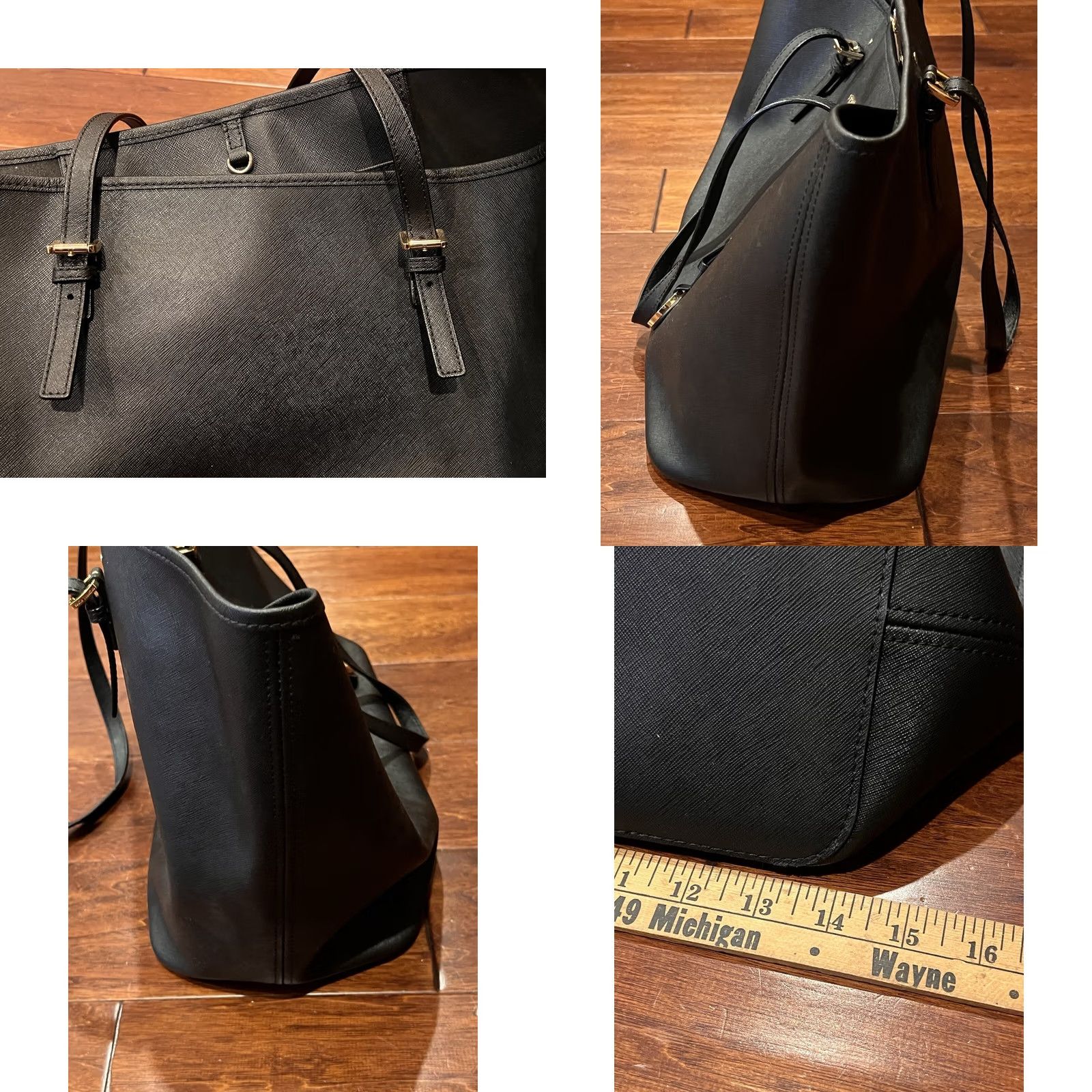 Michael Kors Michael Kors Satchel Handbag Women's Large Jet Set Black Monogram Purse Size ONE SIZE - 8 Thumbnail