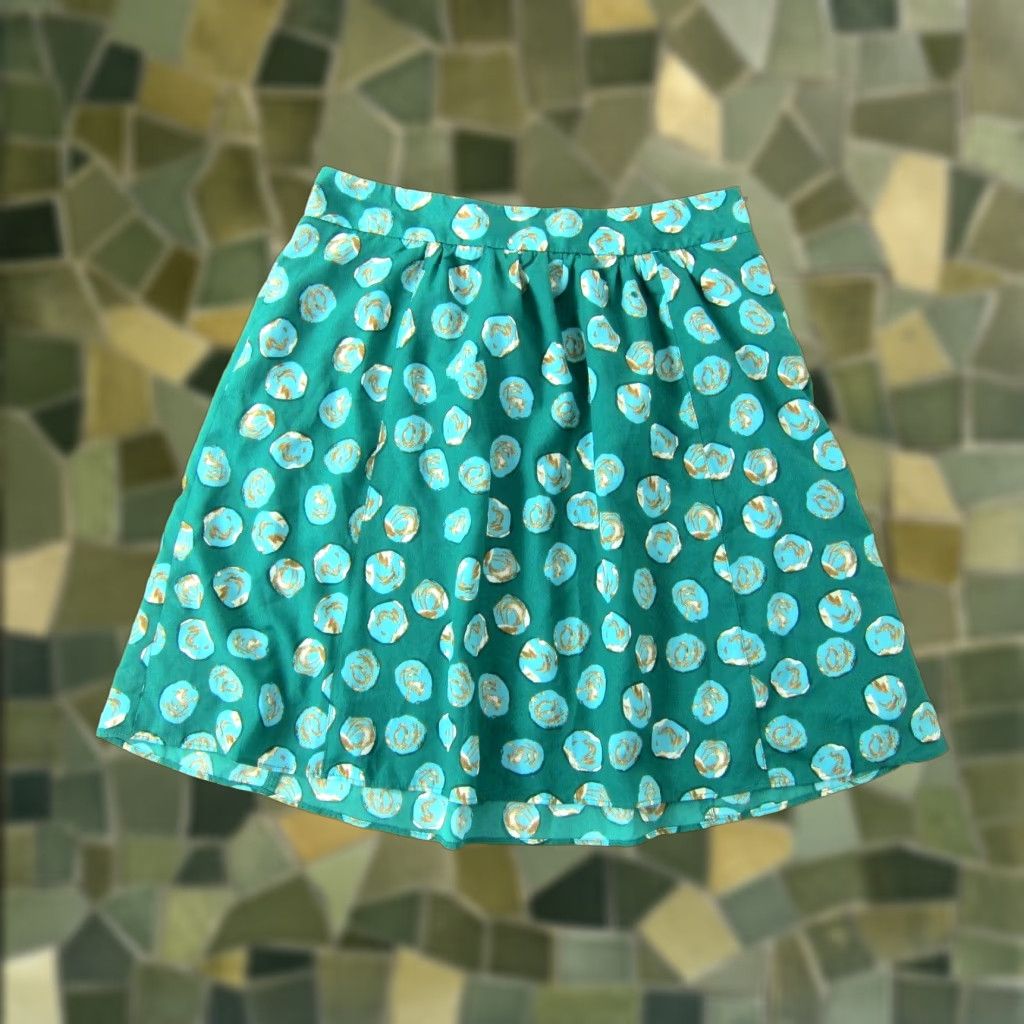 Vintage NWT The Limited Polyester Green Polka Dot A-Line Skirt Medium Womens Casual Knee Length Lined Pattern: Polka Dot Size 32" / US 10 / IT 46 - 1 Thumbnail