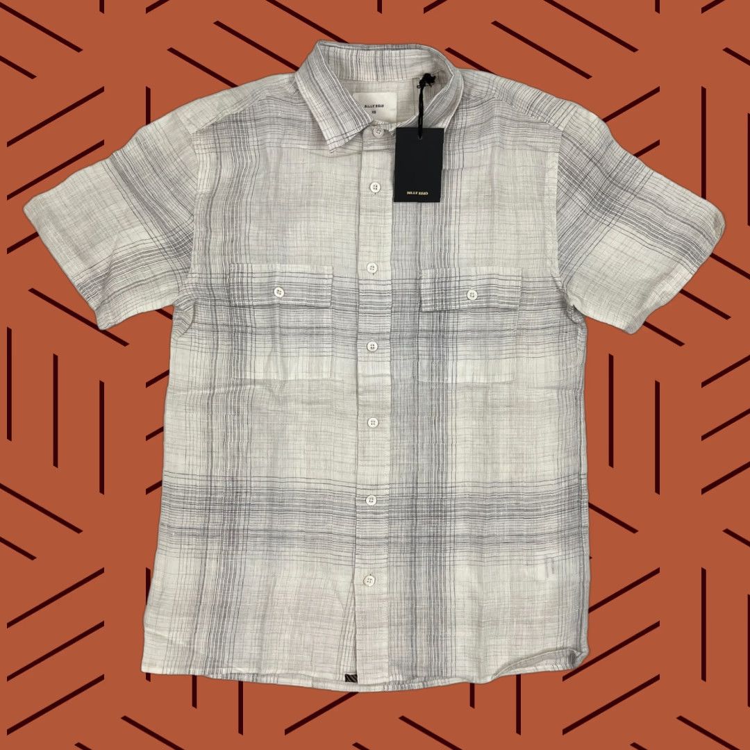 Billy Reid Billy Reid Banks Shirt Mens XS White Line Plaid Linen Button Up Short Sleeve NEW Size US XS / EU 42 / 0 - 1 Thumbnail