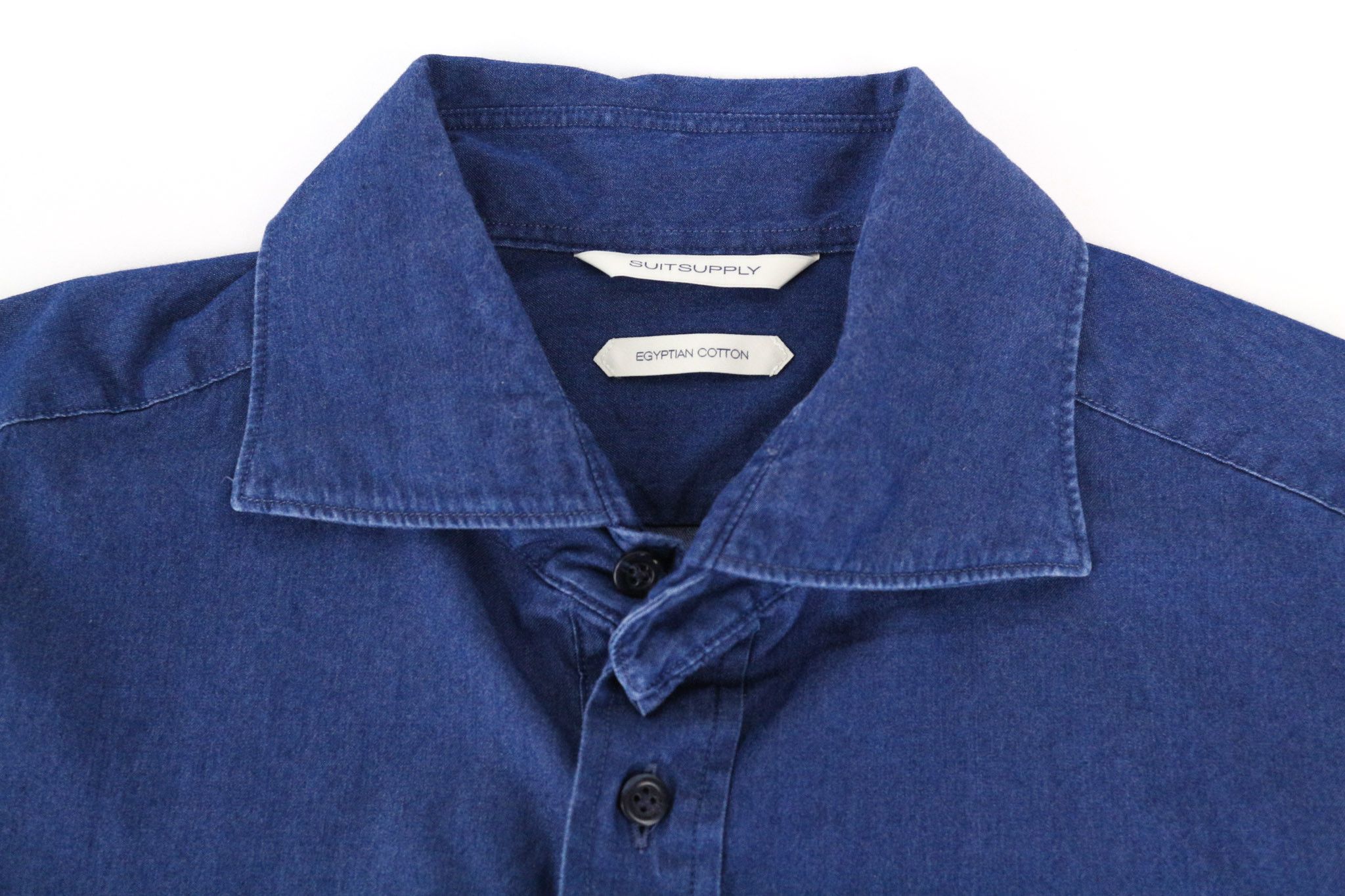 Suitsupply ~S Blue Cotton Polo Denim Look Shirt 72845 Size US S / EU 44-46 / 1 - 9 Thumbnail