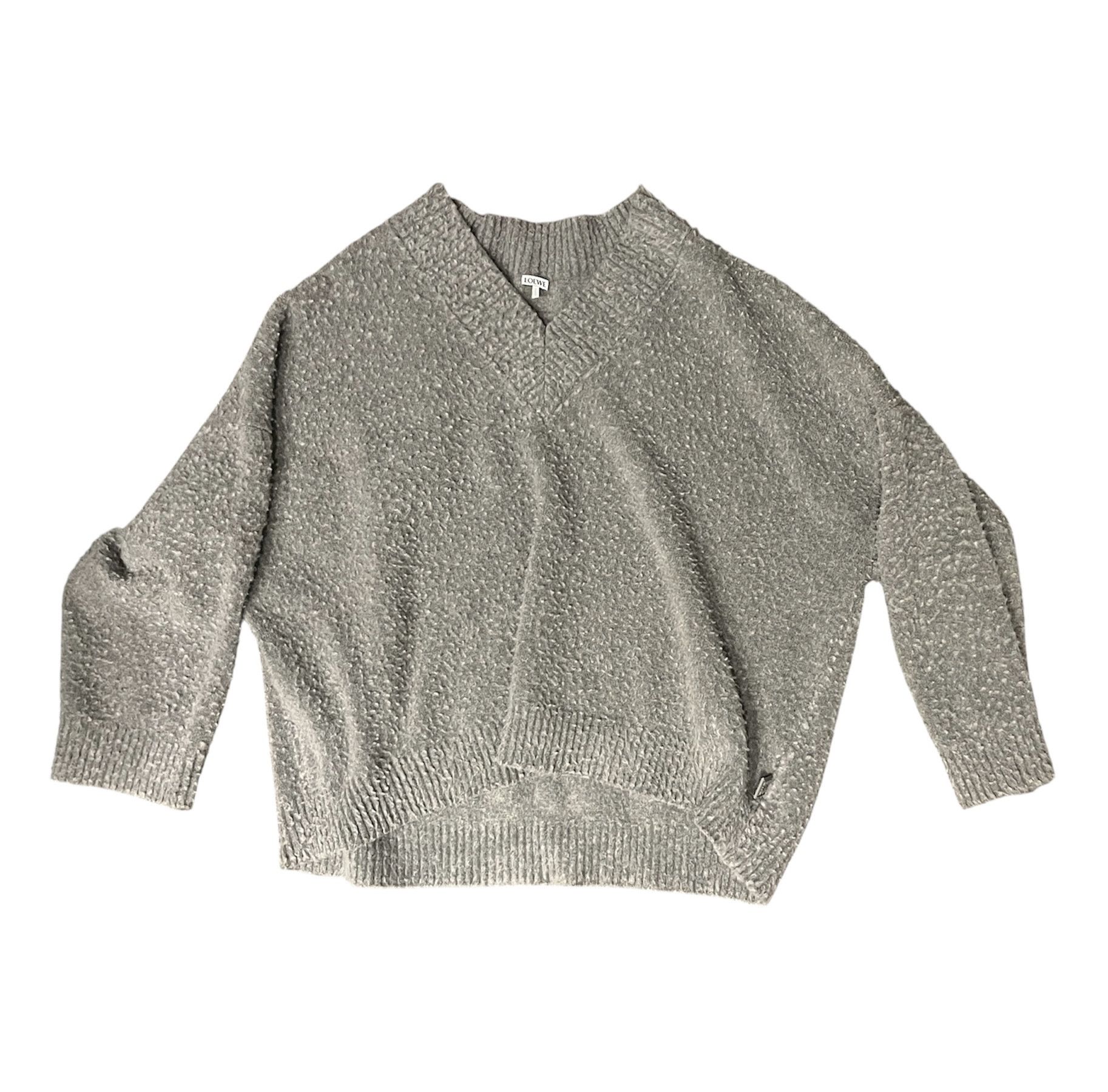 Loewe Loewe V-Neck Grey Oversized Sweater Size US M / EU 48-50 / 2 - 1 Thumbnail