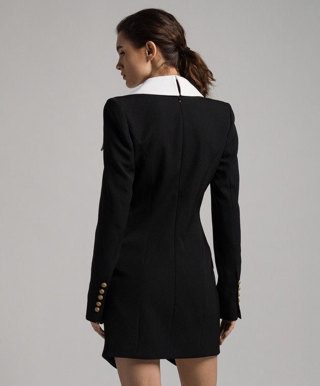Balmain o1s1wg110825 Virgin Wool Mini Dress in Black Size S / US 4 / IT 40 - 4 Thumbnail