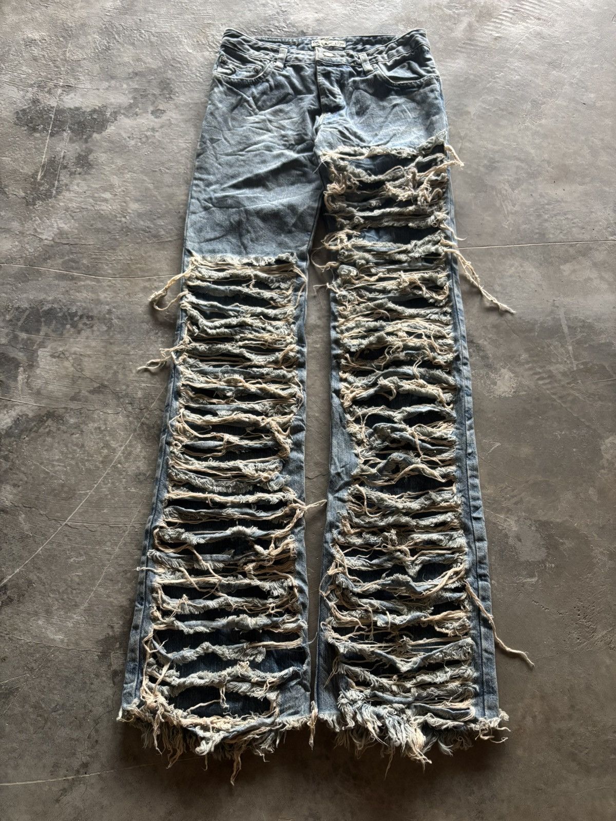 Japanese Brand HAN AHN SOON skinny slim flare distressed japanese punk vkei Size US 26 / EU 42 - 1 Thumbnail