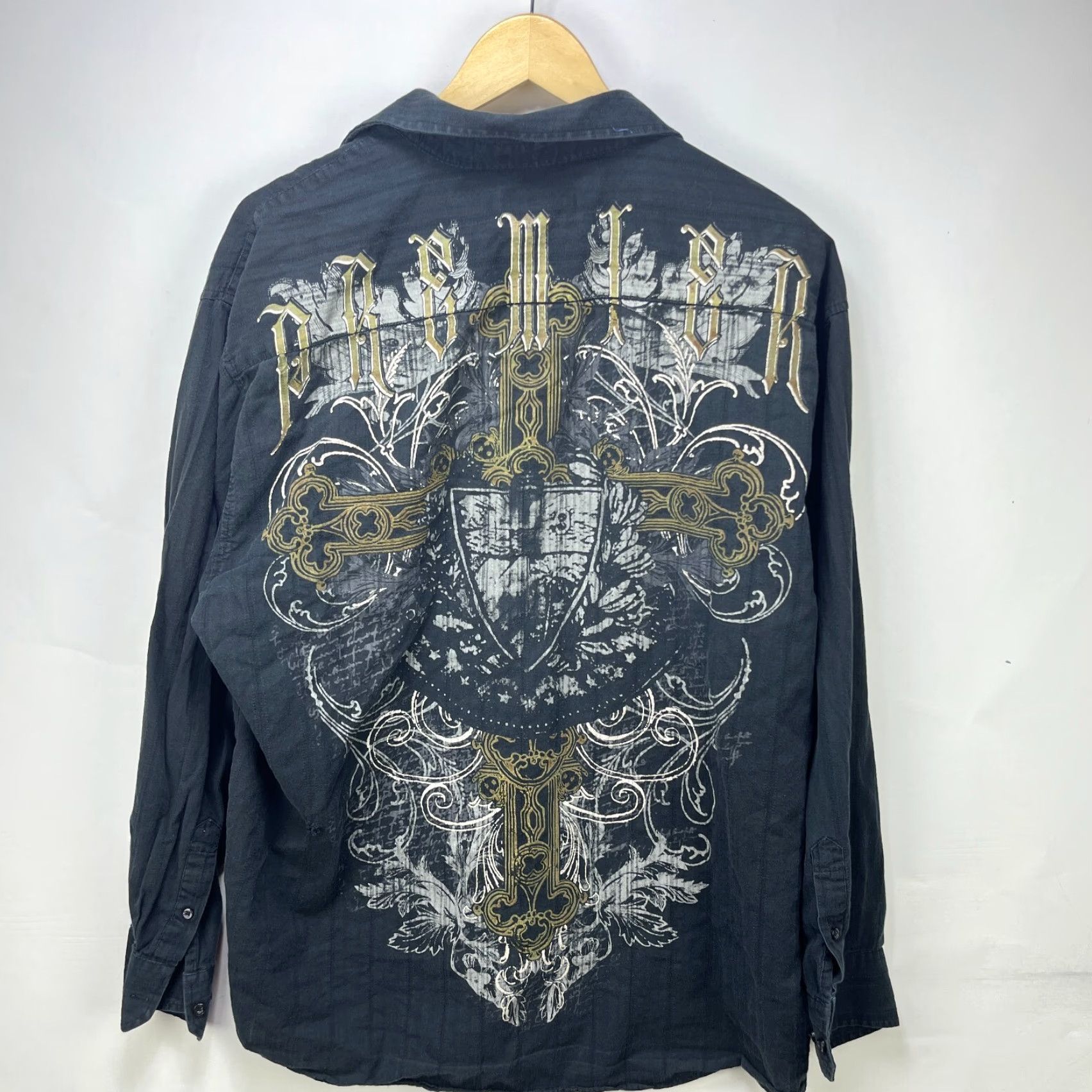 Affliction VINTAGE Cross MMA Y2K Affliction Jesse Pinkman Button-Up Long Sleeve Shirt 2XL Black Mens Jesus Pinkman? Size US XXL / EU 58 / 5 - 2 Thumbnail