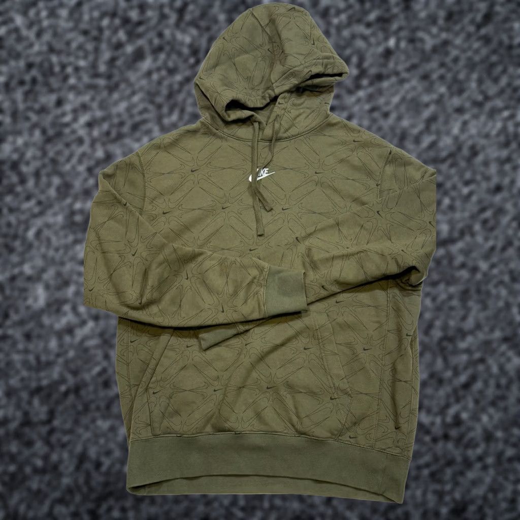 Nike Nike Hoodie Mens Medium Rough Green All Over Swoosh Design AOP Size US M / EU 48-50 / 2 - 1 Thumbnail