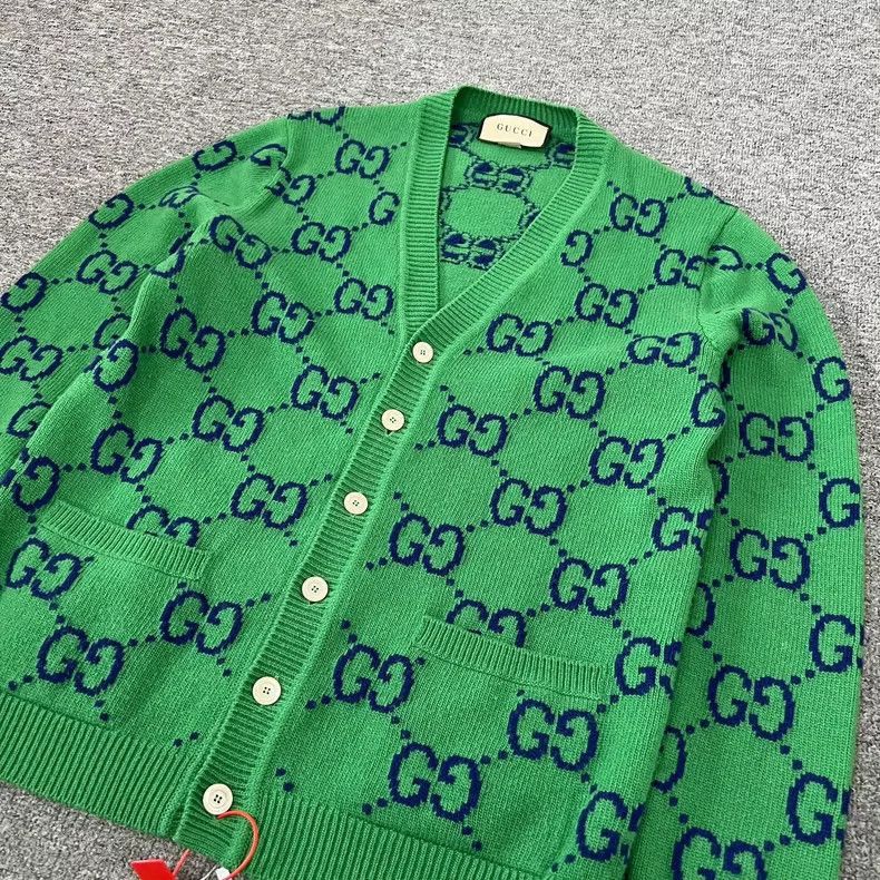Gucci Gucci Green Knit Cardigan with Double G Print-2506 Size S / US 4 / IT 40 - 4 Thumbnail