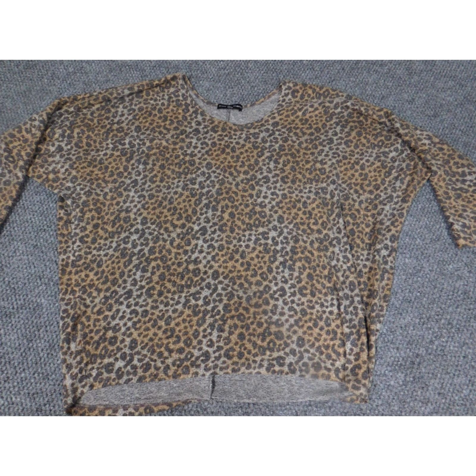 Vintage Kim and Cami Womens Sweater L Brown Animal Print Stretch Dolman Sleeve Turtleneck Pullover Knit Cable-Knit Regular Size Size L / US 10 / IT 46 - 2 Thumbnail