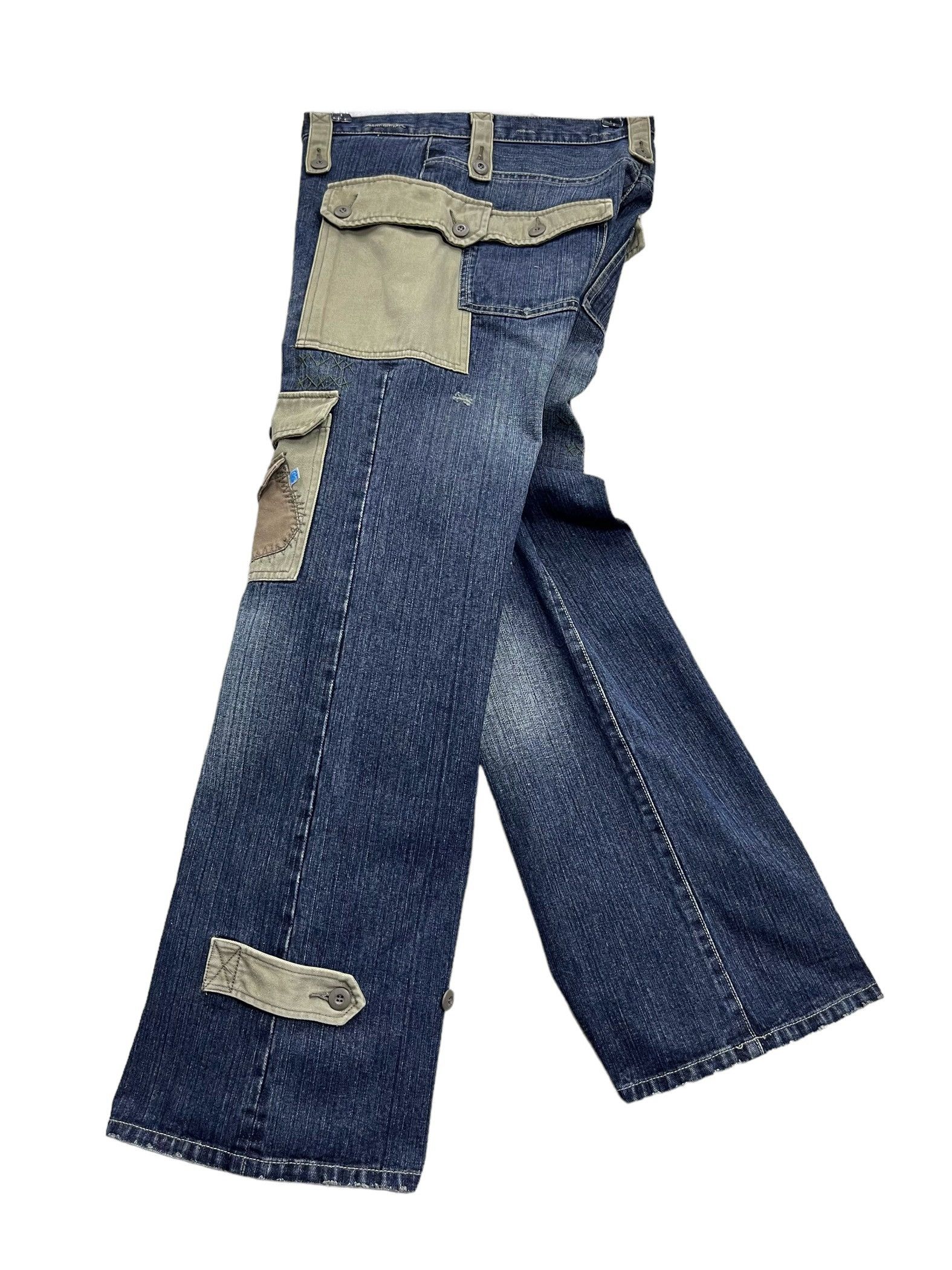 291295=Homme 291295=Homme Multi Pocket Flare Jeans Y2K Techwear Size US 32 / EU 48 - 3 Thumbnail