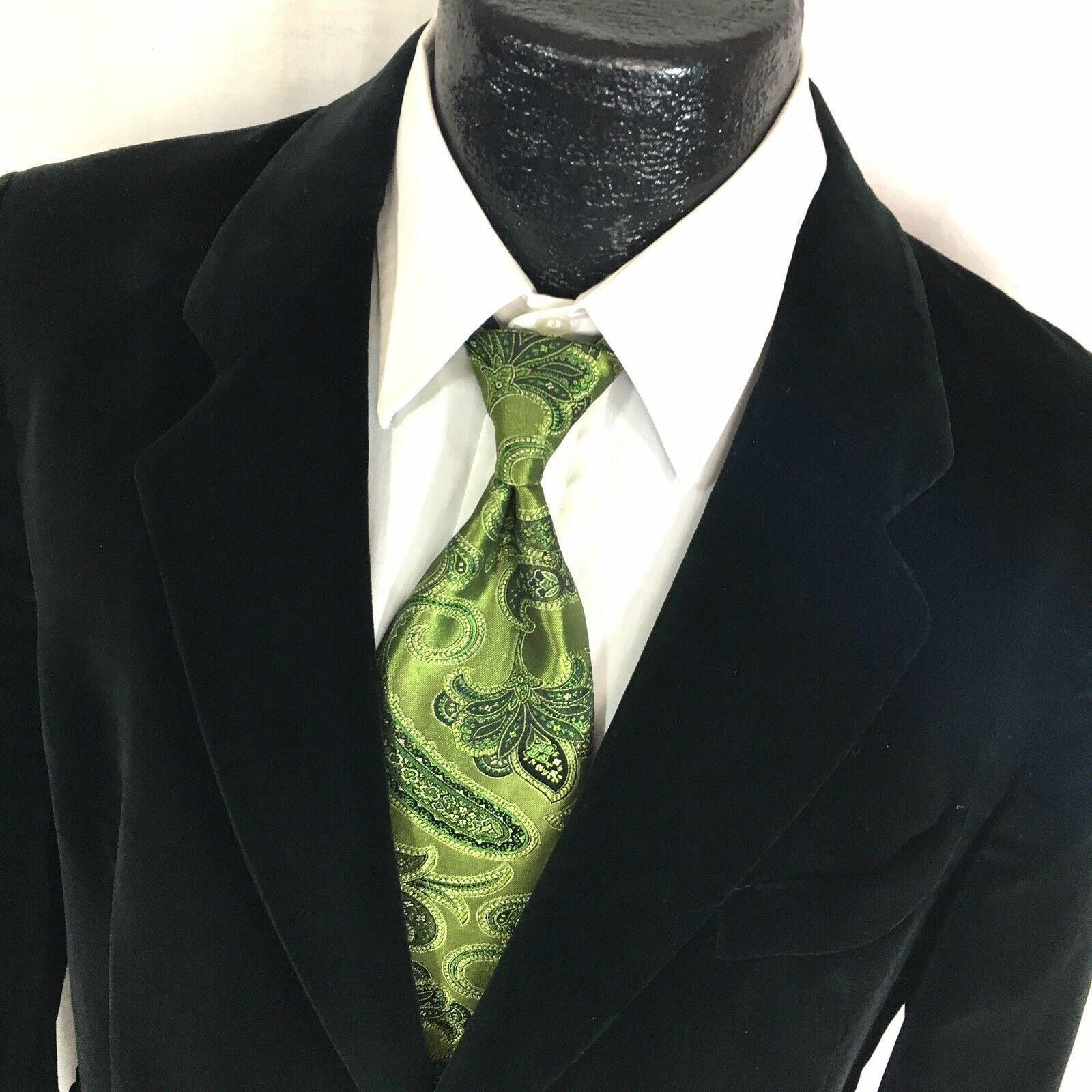 Other Vintage 50 60's Bespoke Men's Black VELVET Prom Sport Coat F Size 40R - 2 Thumbnail