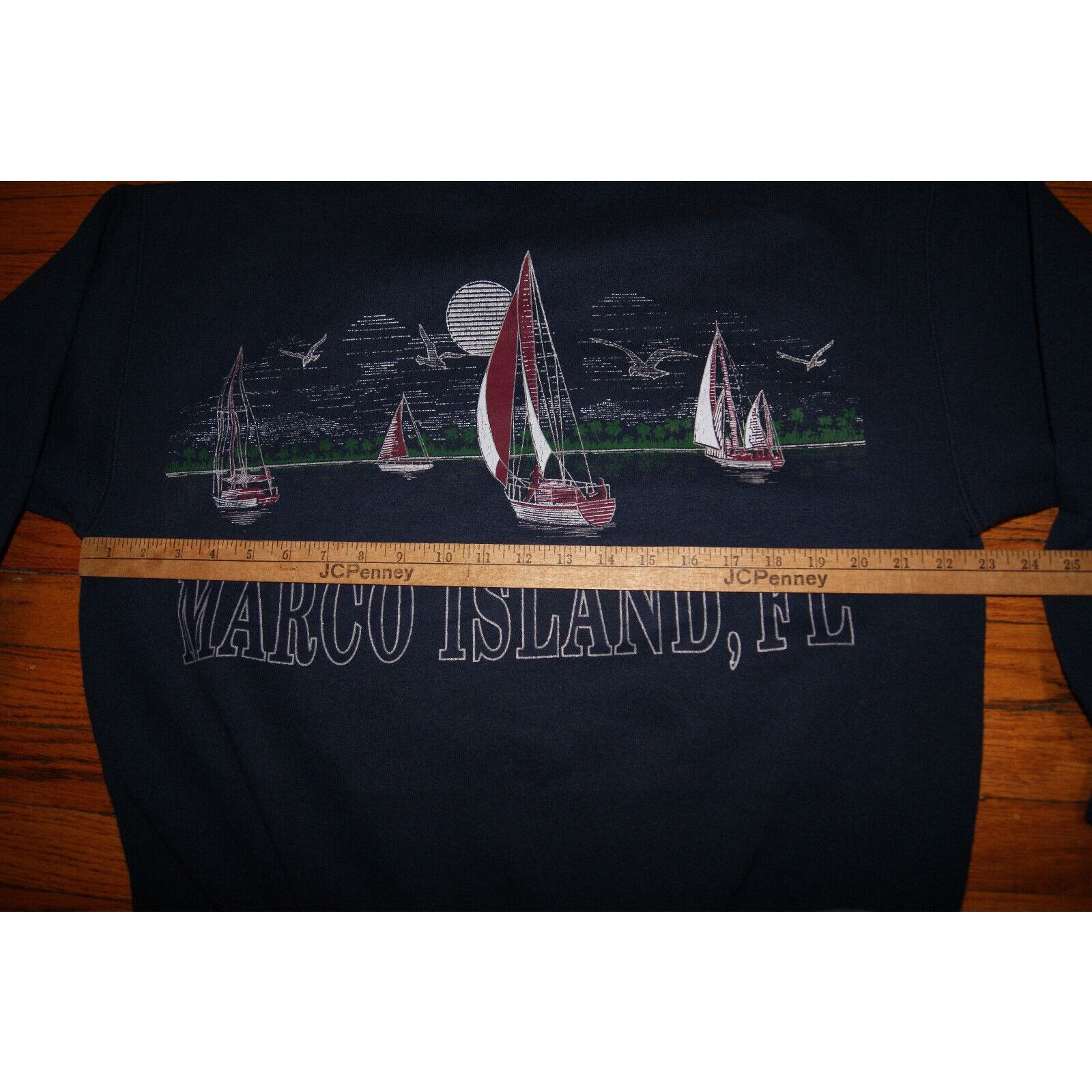 Tultex VTG Marco Island Florida Sailboats 2 Sided L Crew Sweatshirt Size US L / EU 52-54 / 3 - 6 Thumbnail