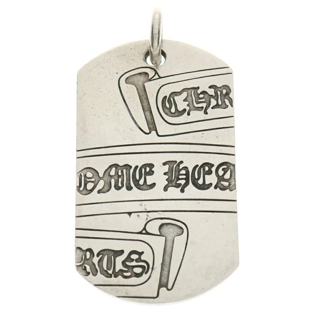CHROME HEARTS NYC LTD FLEUR SCROLL LARGE DOG TAG PENDANT
