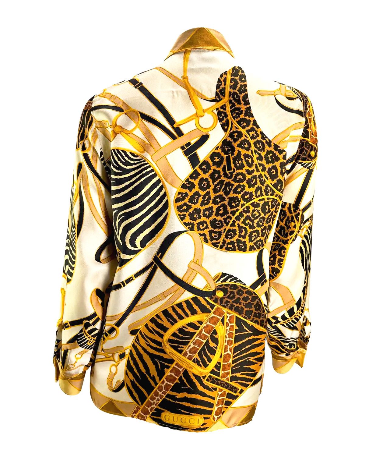 Gucci GUCCI Shirt Long Sleeve Chain Printed 1993 Silk Vintage Size S / US 4 / IT 40 - 12 Thumbnail