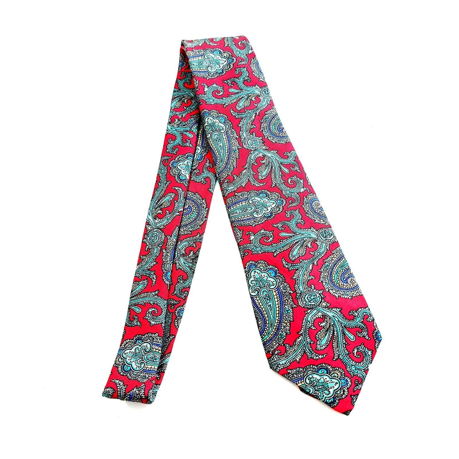 Designer Mallards Red Teal Baroque Floral Jacquard Print Silk Tie Size ONE SIZE - 6 Thumbnail
