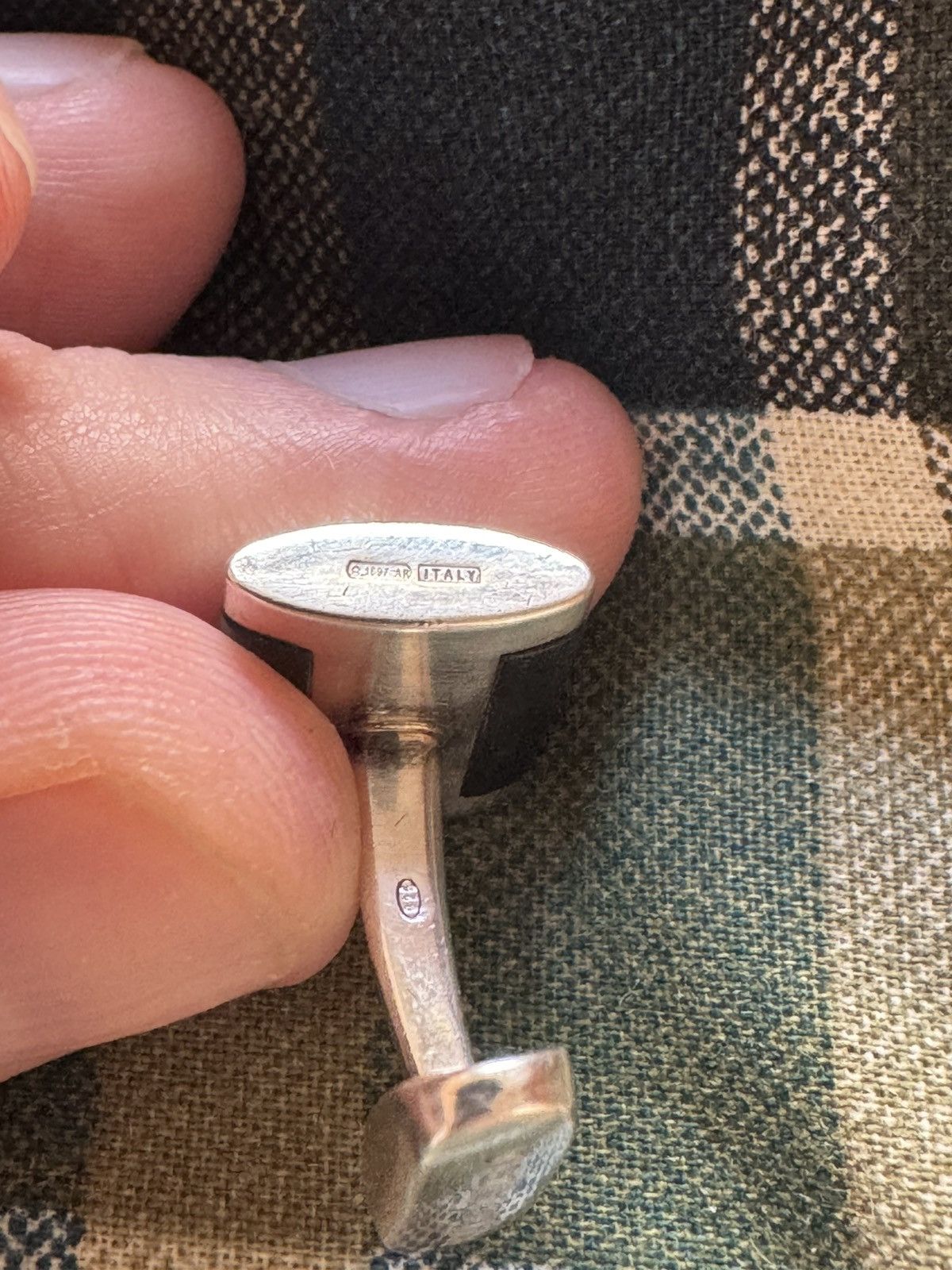 Bvlgari Bvlgari Silver and rubber cufflinks Size ONE SIZE - 8 Thumbnail
