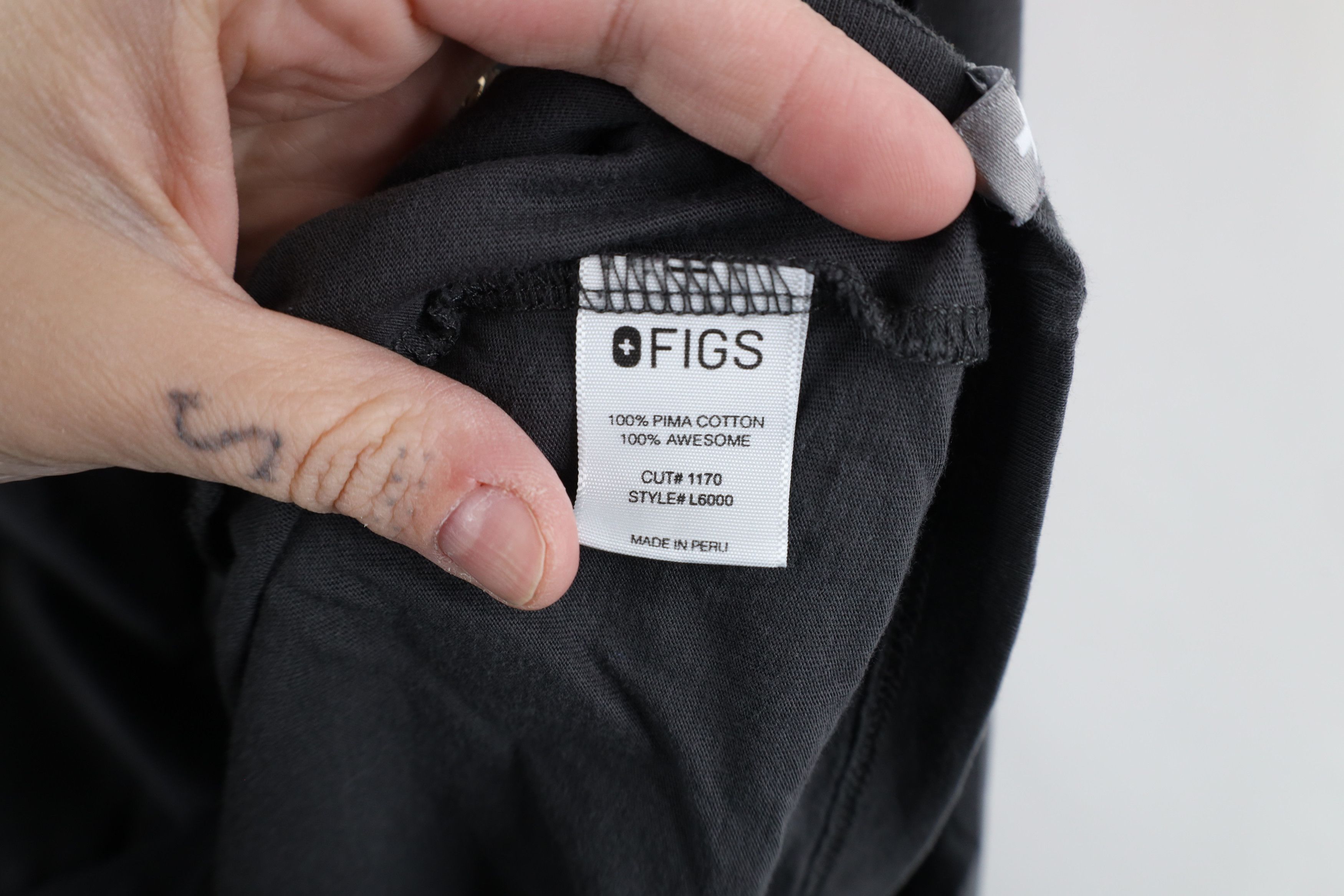 Vintage Figs Scrubs Pima Cotton Long Sleeve T-Shirt Dark Gray Size XL / US 12-14 / IT 48-50 - 5 Thumbnail